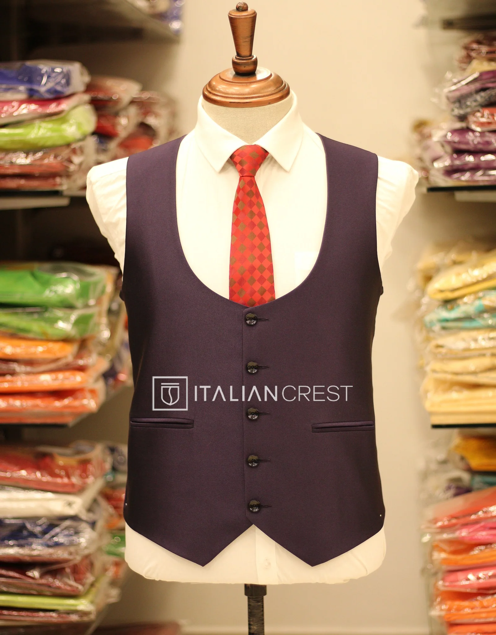 Dark Purple 3-Piece Notch Lapel Suit - Image 2