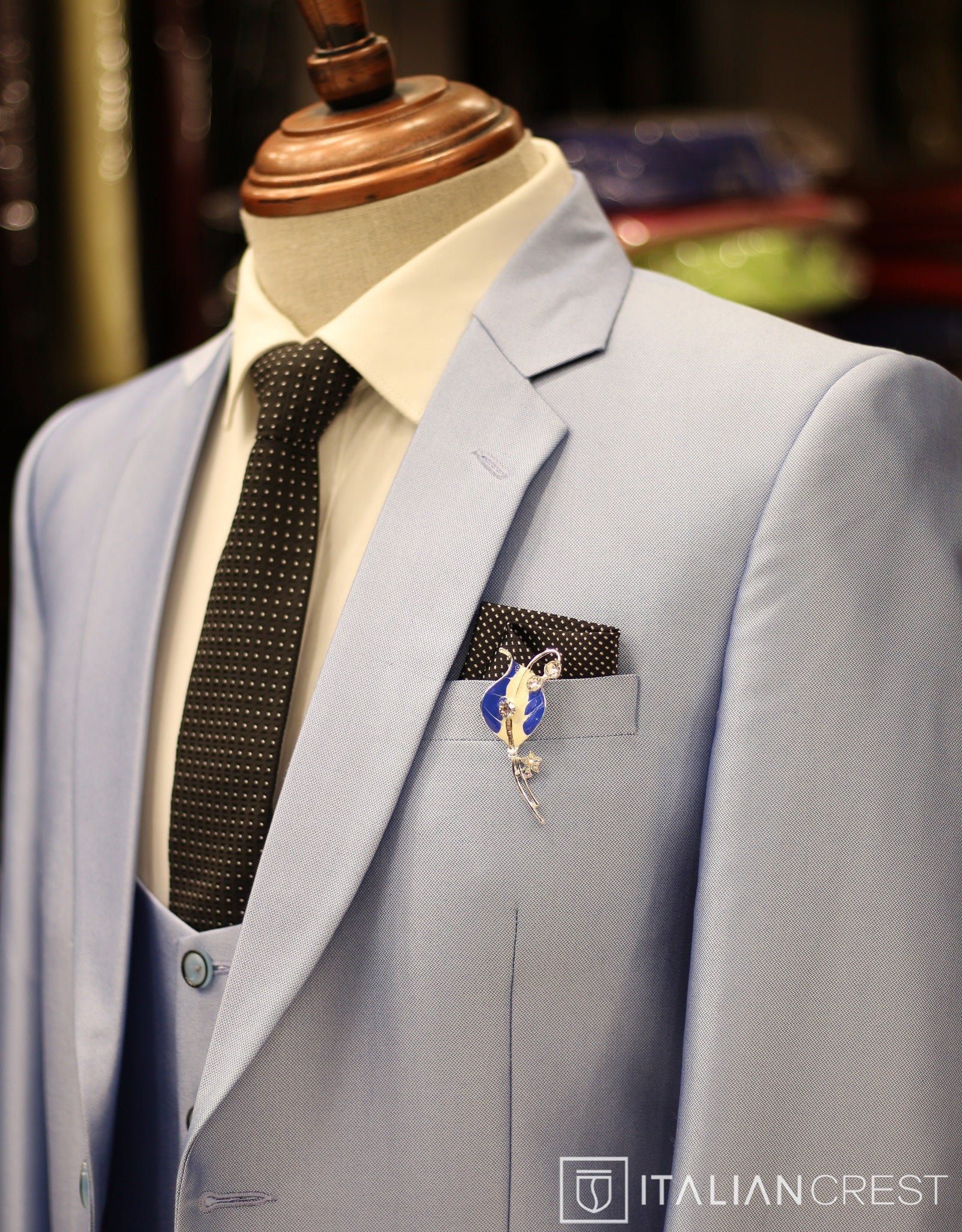 Light Blue 3-Piece Notch Lapel Suit
