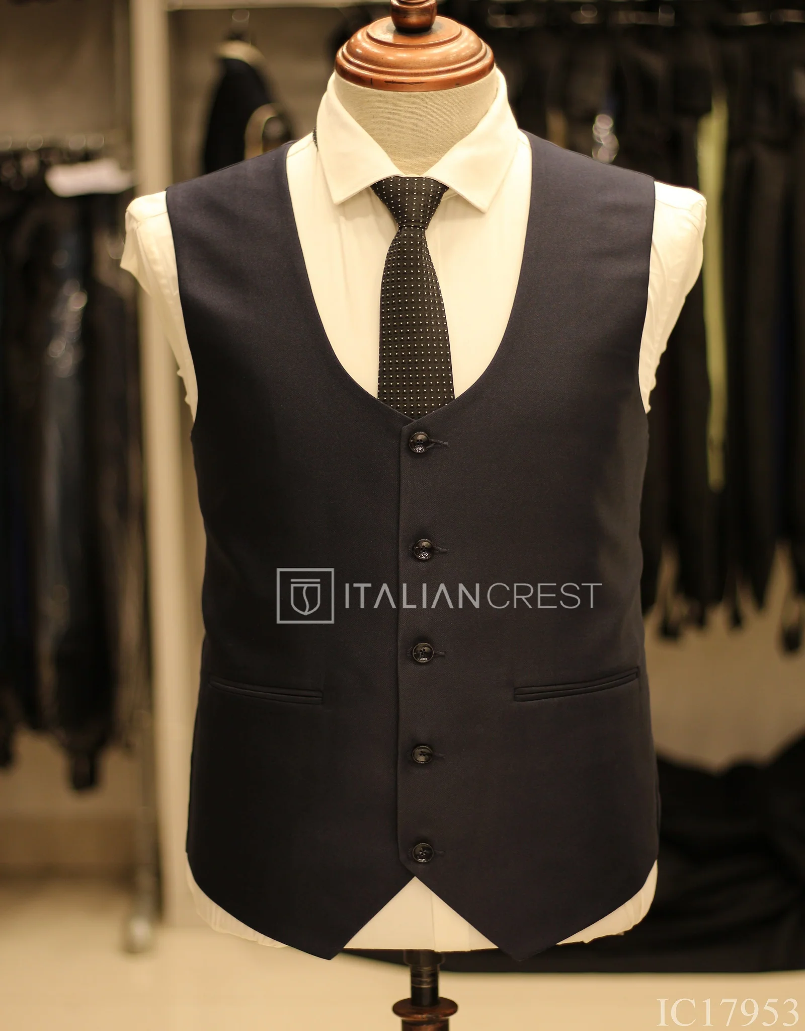 Navy Blue 3-Piece Notch Lapel Suit - Image 2