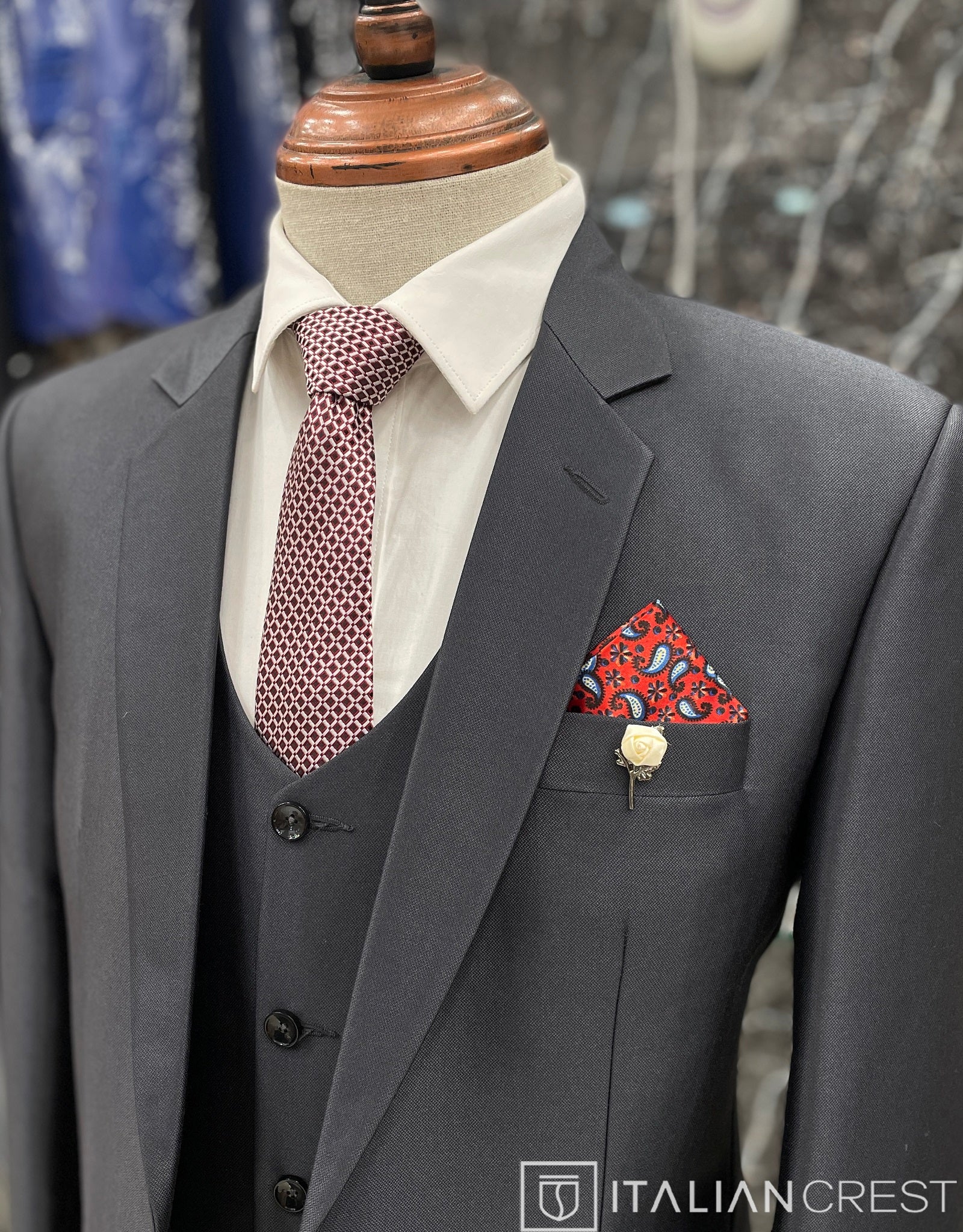 Dark Grey 3-Piece Notch Lapel Suit
