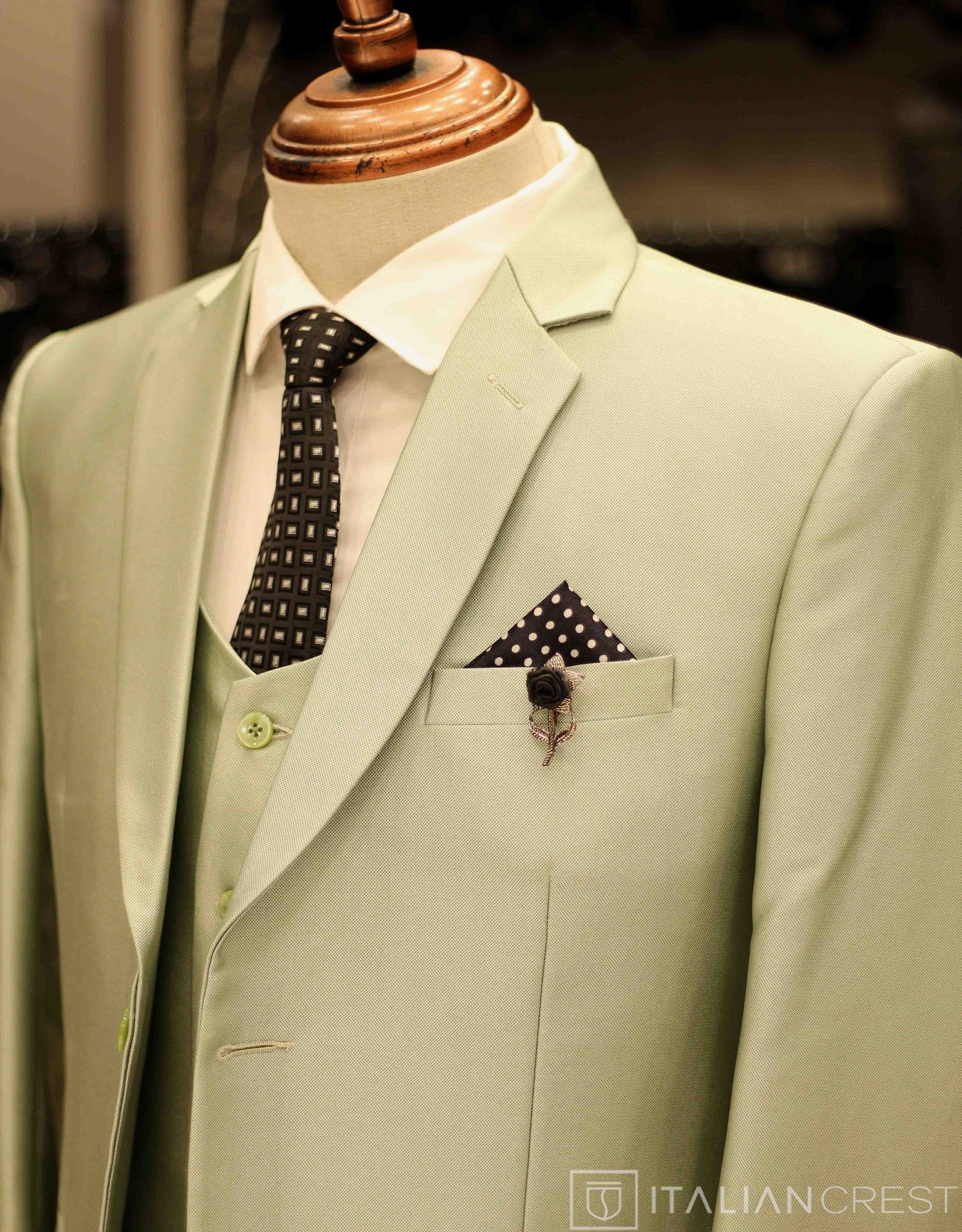 Light Green 3-Piece Notch Lapel Suit