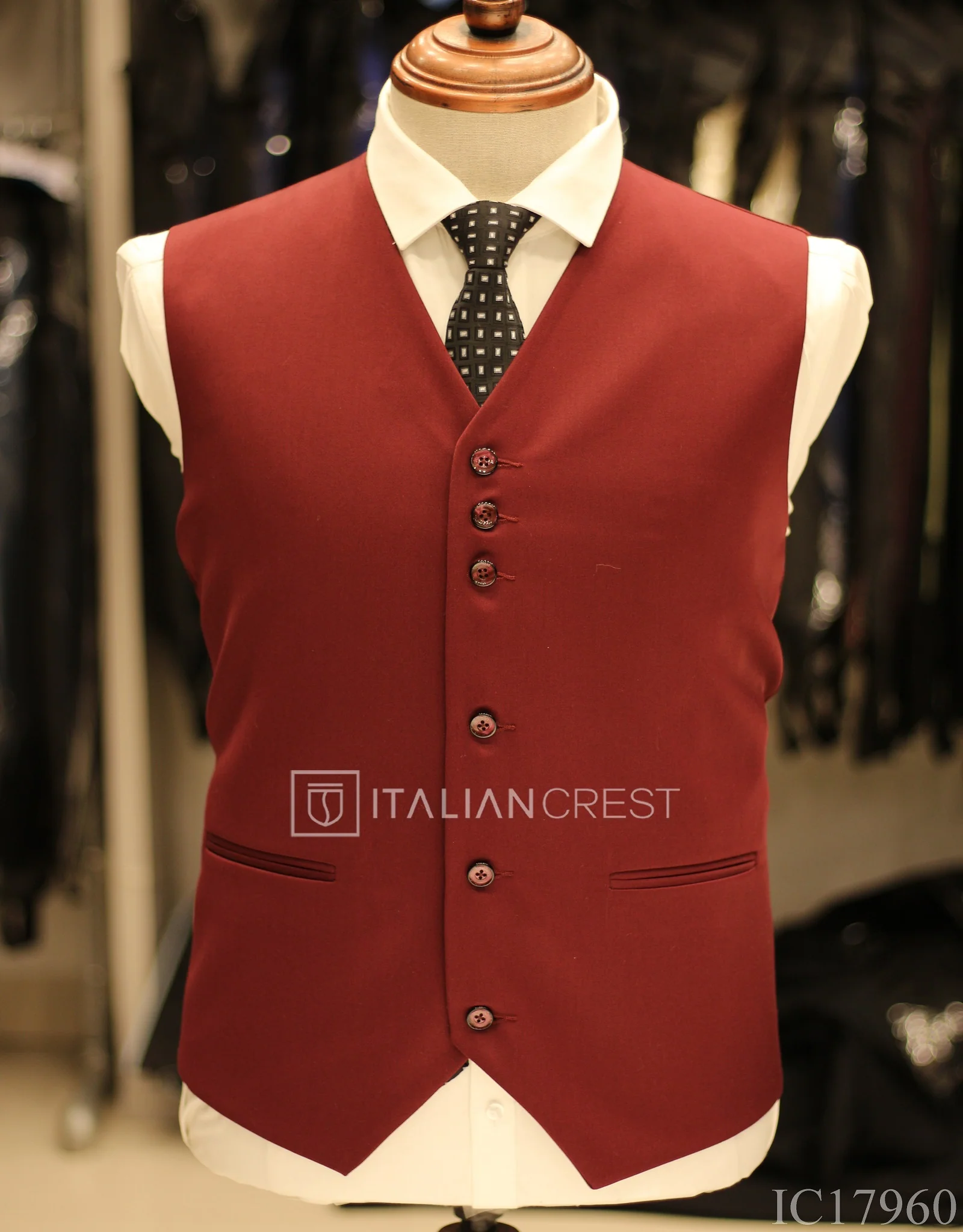 Maroon 3-Piece Notch Lapel Suit - Image 2