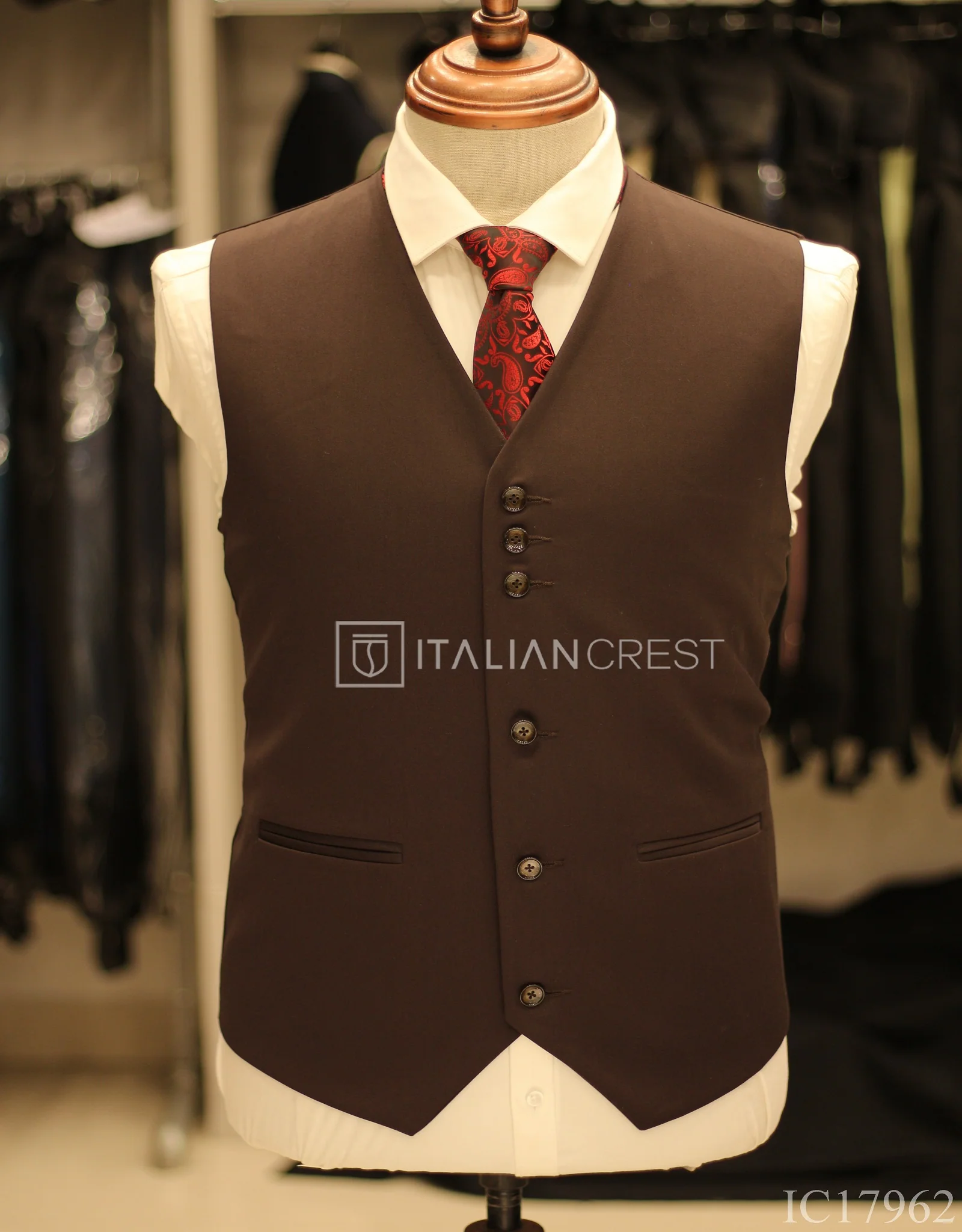 Dark Brown 3-Piece Notch Lapel Suit - Image 2