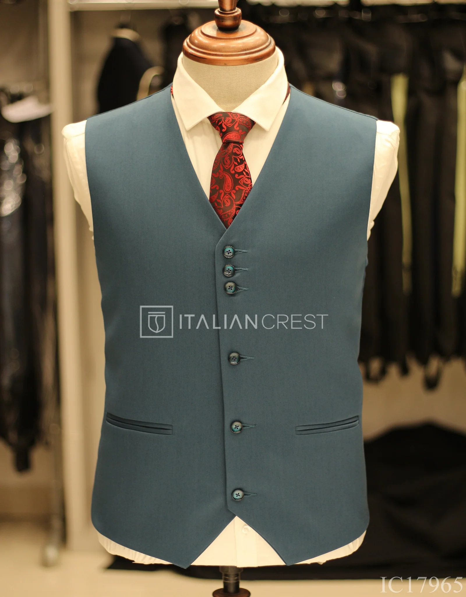Blue 3-Piece Notch Lapel Suit - Image 2