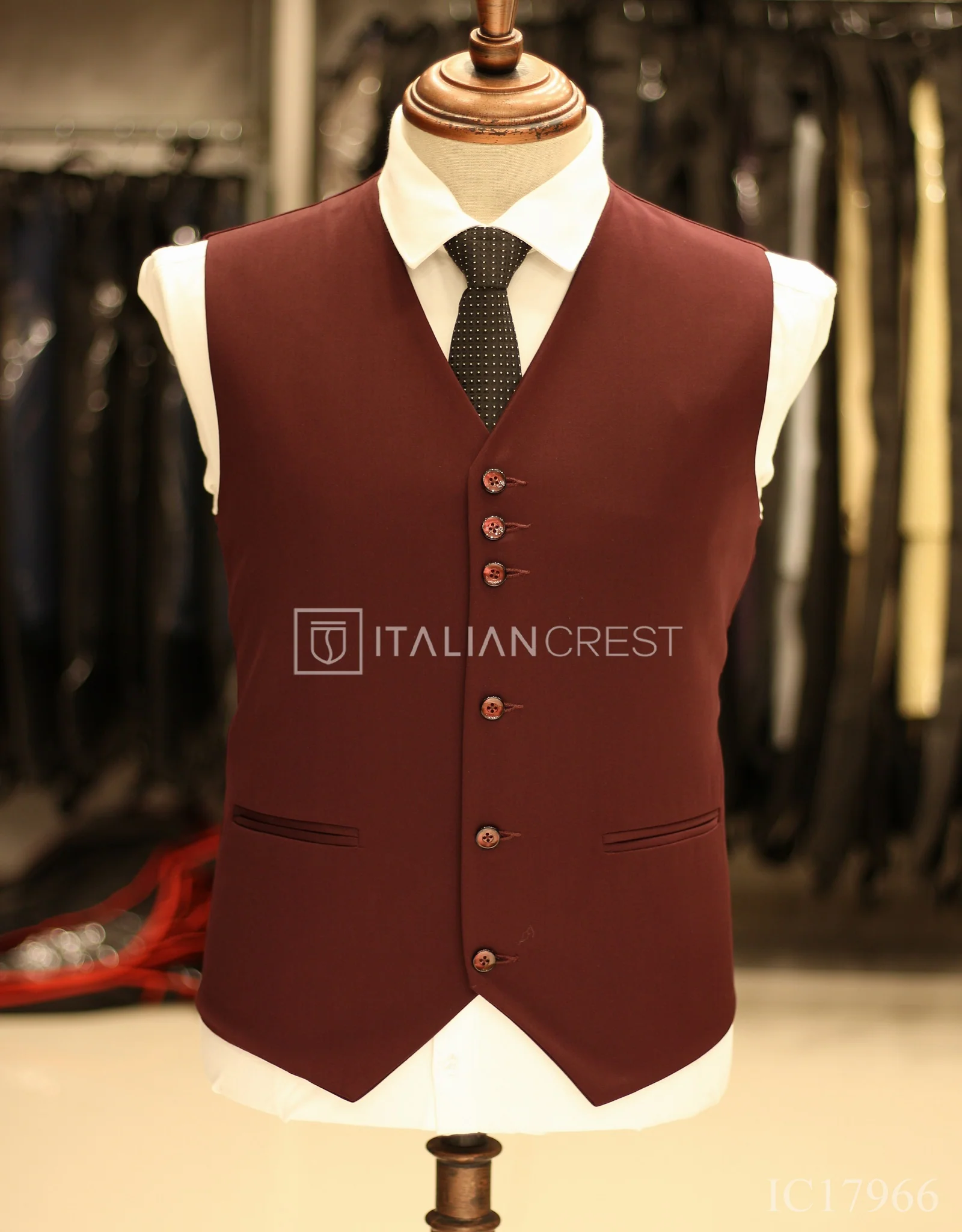 Wine 3-Piece Notch Lapel Suit - Image 2