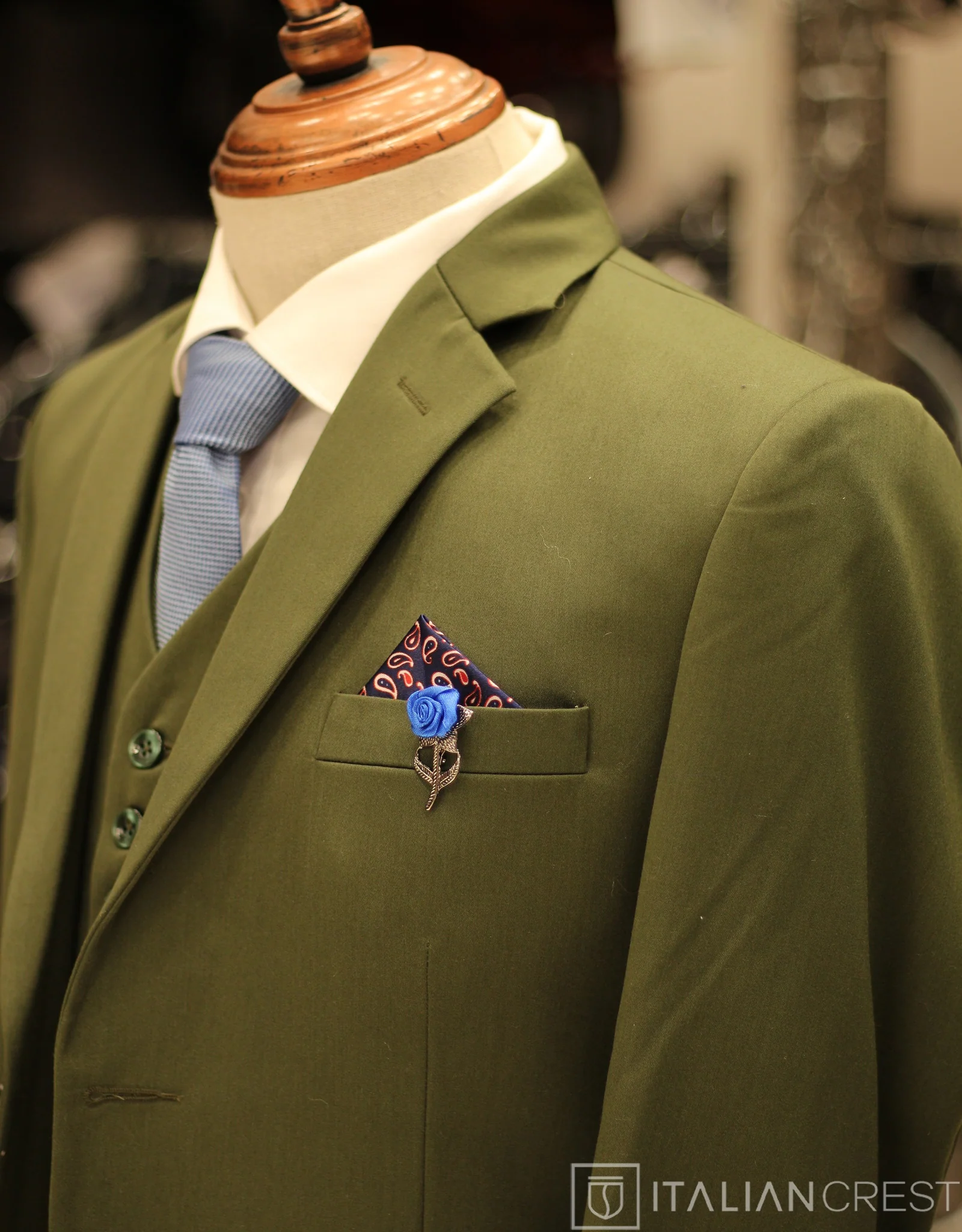 Green 3-Piece Notch Lapel Suit