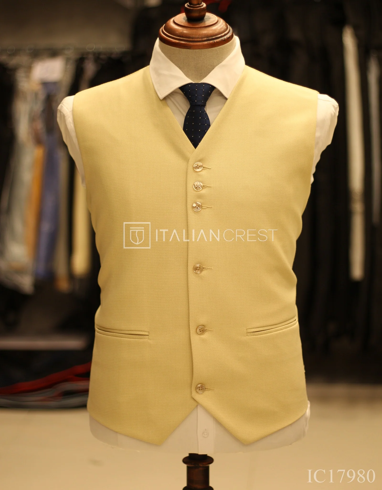 Beige 3-Piece Notch Lapel Suit - Image 2
