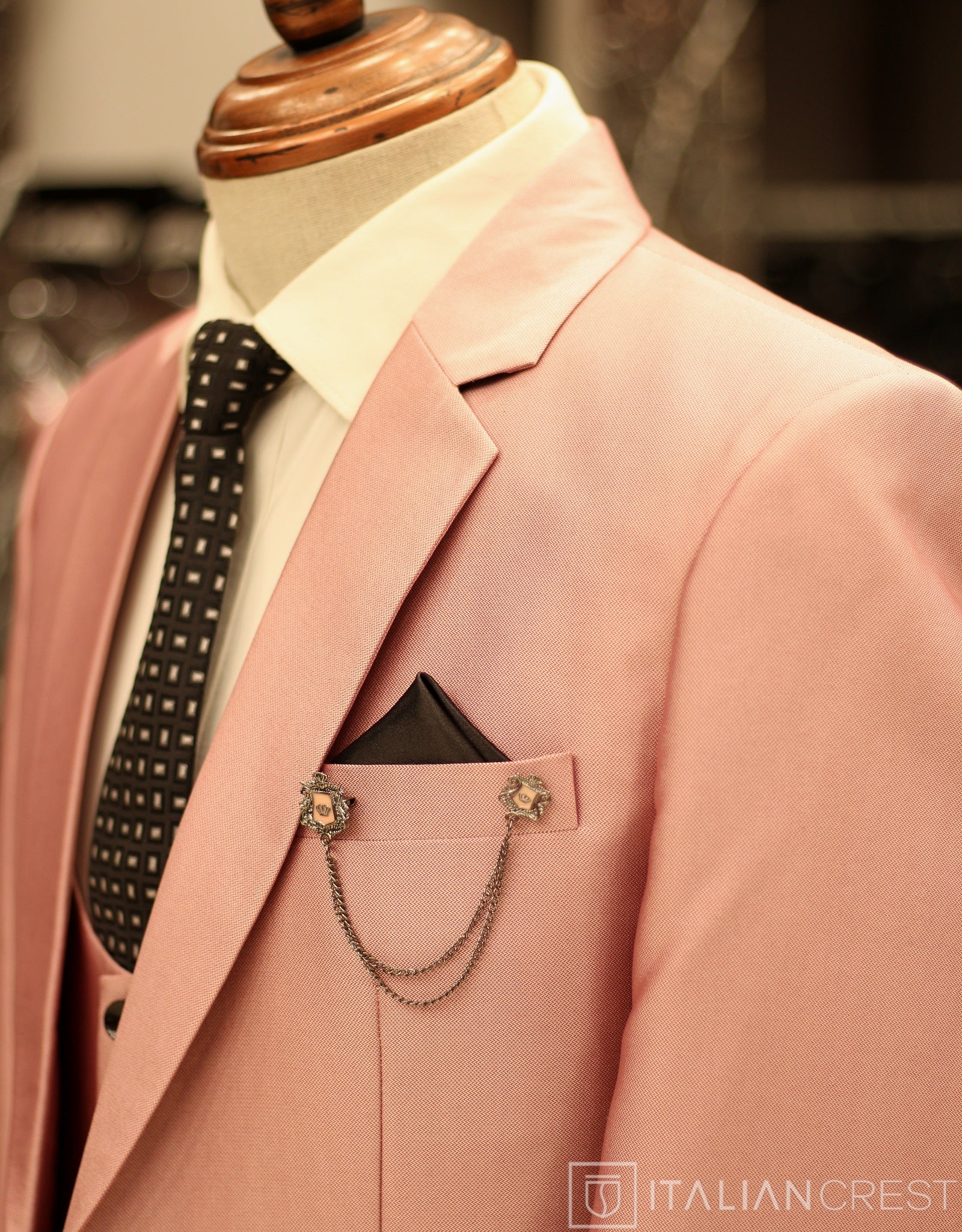 Pink 3-Piece Notch Lapel Suit