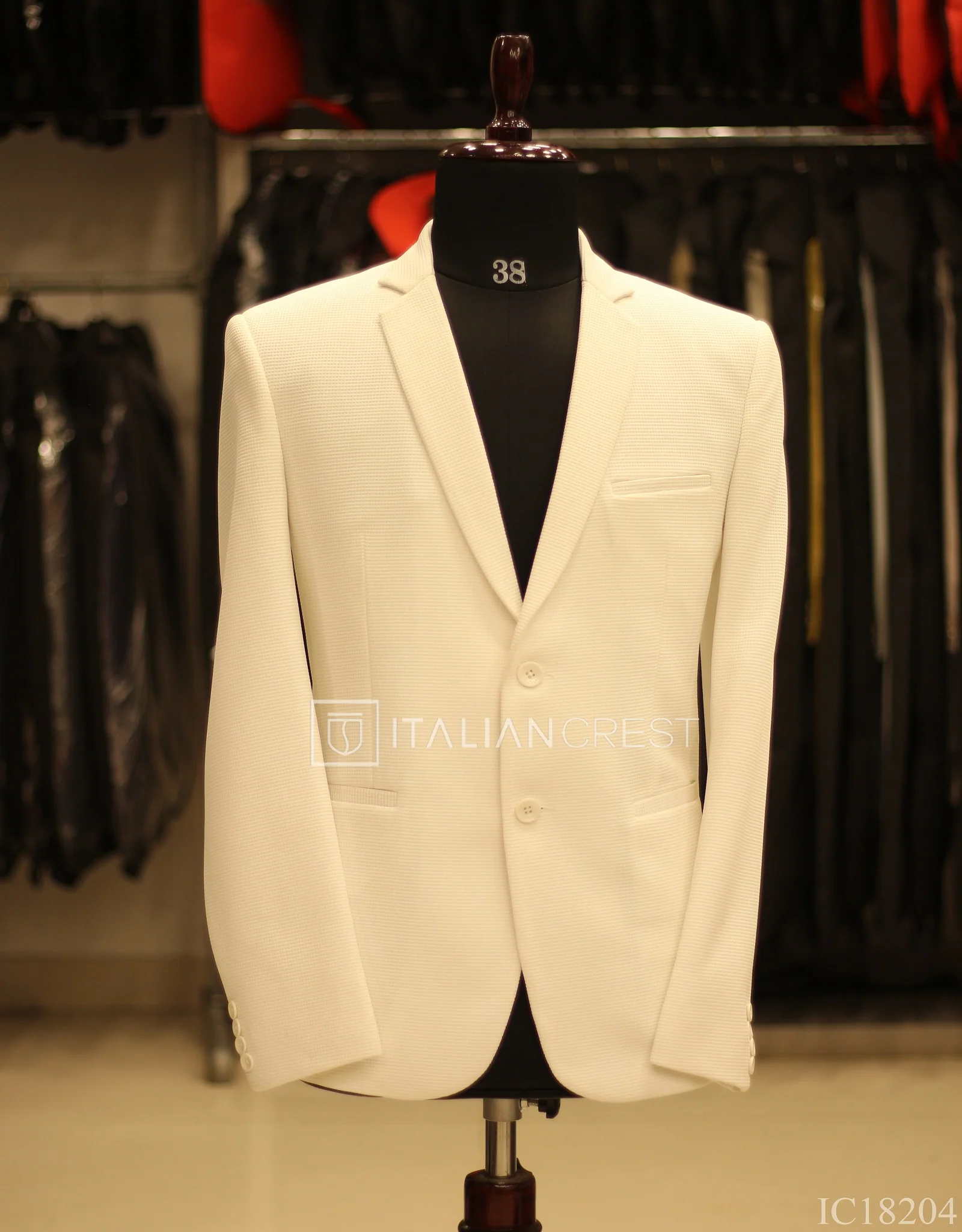 White Knitted Tweed Blazer - Image 2