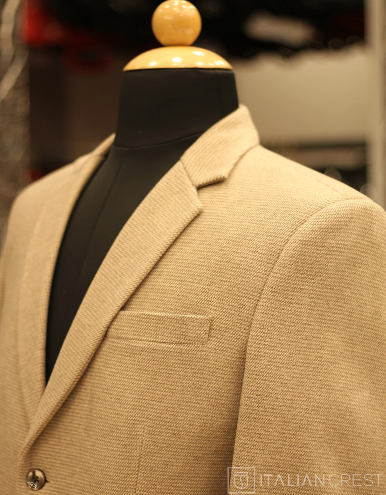 Dark Beige Knitted Tweed Blazer