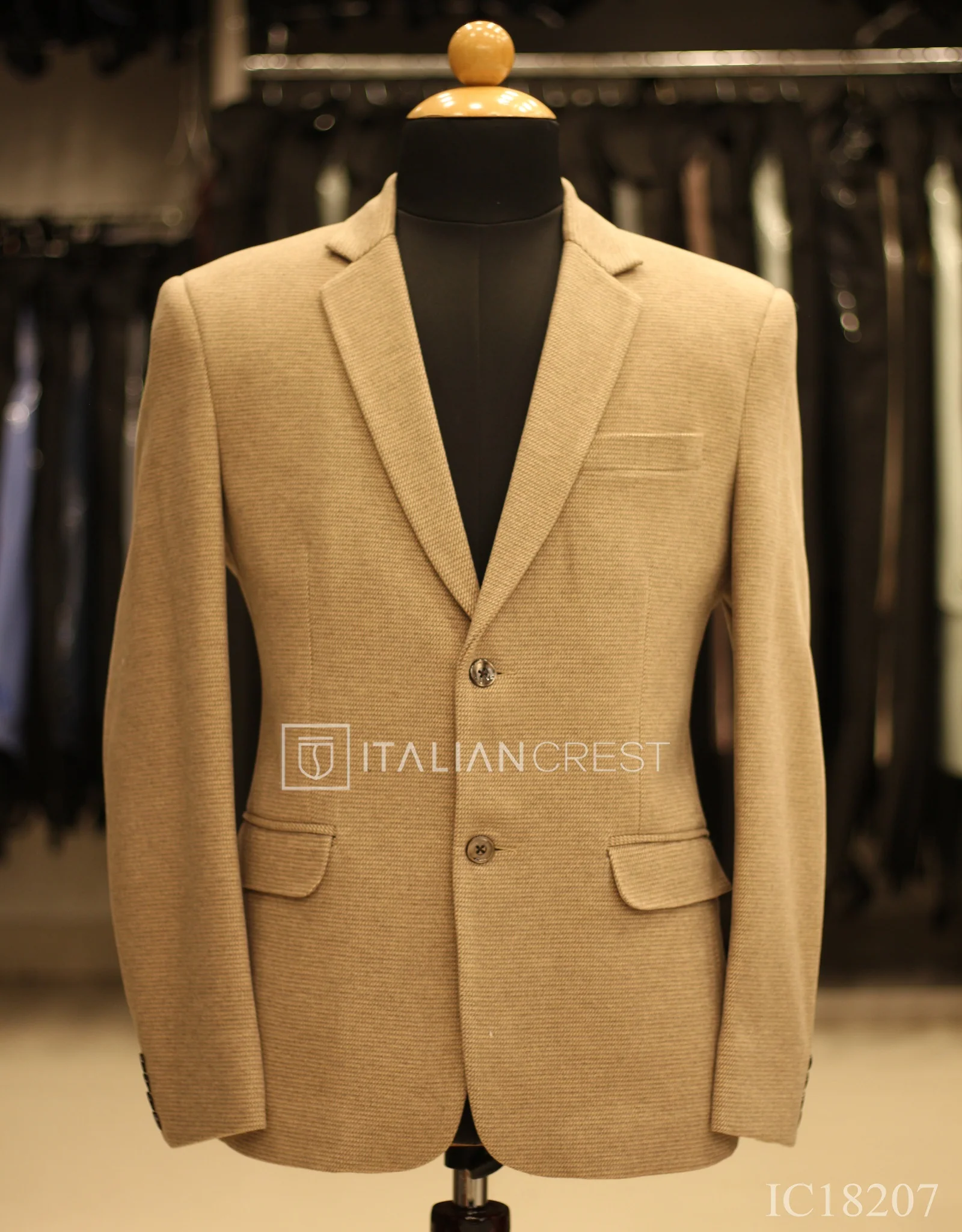 Dark Beige Knitted Tweed Blazer - Image 2
