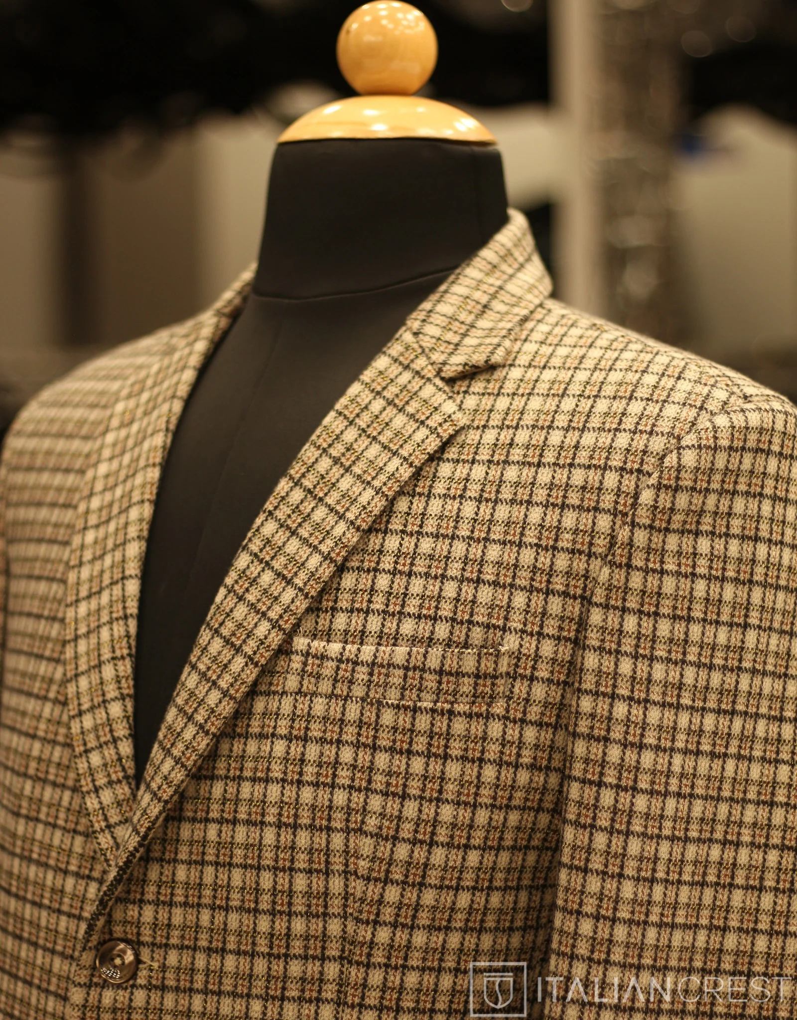 Dark Beige Knitted Tweed Blazer