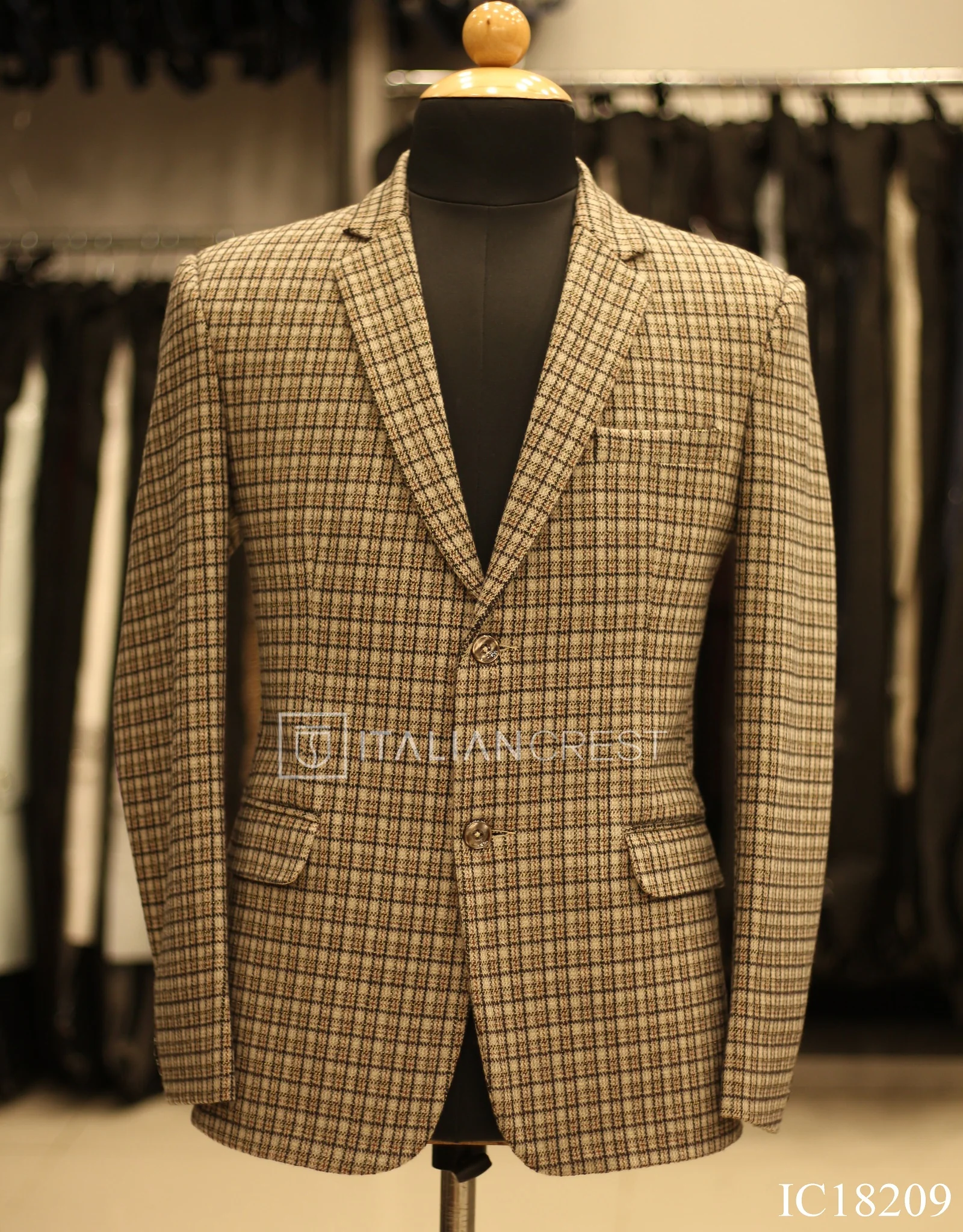 Dark Beige Knitted Tweed Blazer - Image 2
