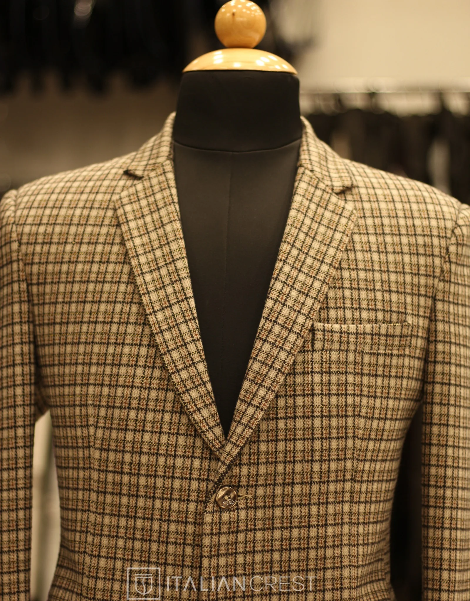 Dark Beige Knitted Tweed Blazer - Image 3