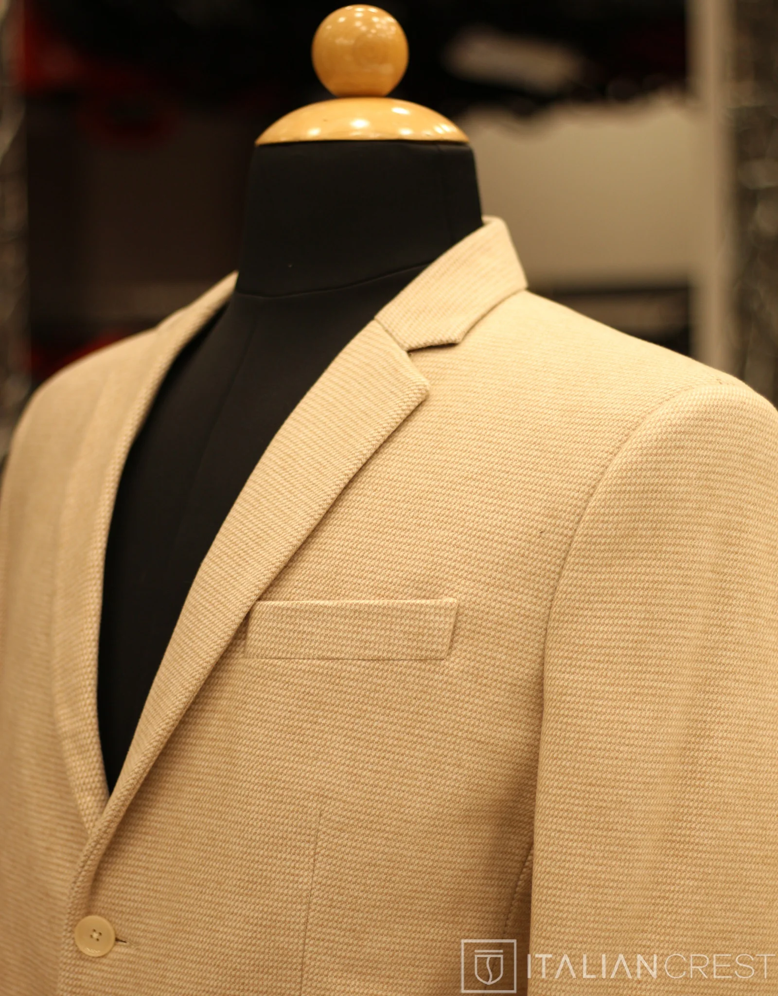 Beige Knitted Tweed Blazer