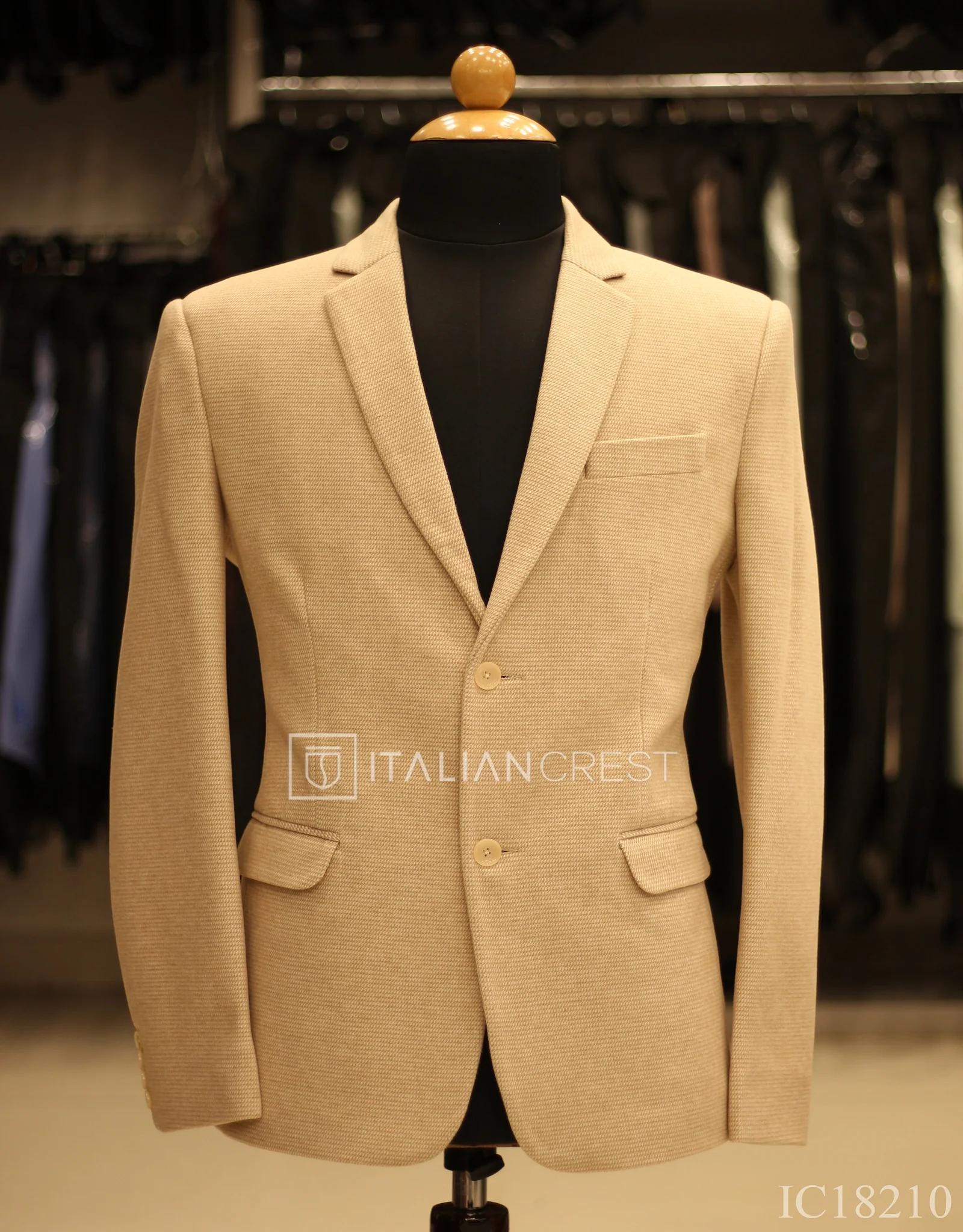 Beige Knitted Tweed Blazer - Image 2