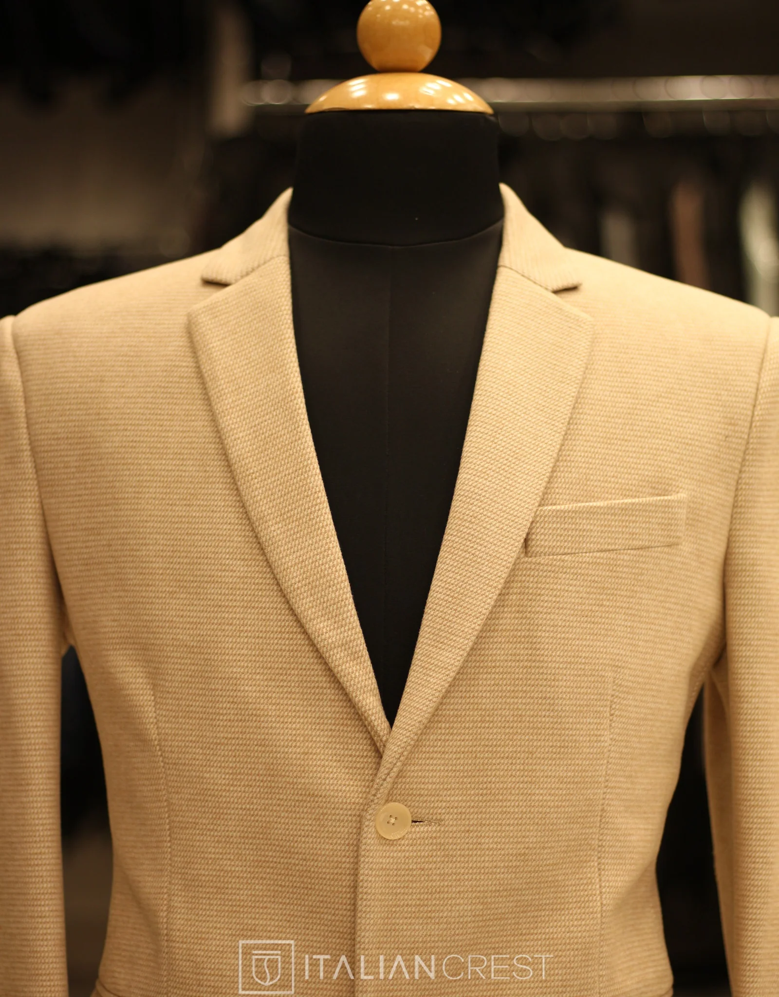 Beige Knitted Tweed Blazer - Image 3