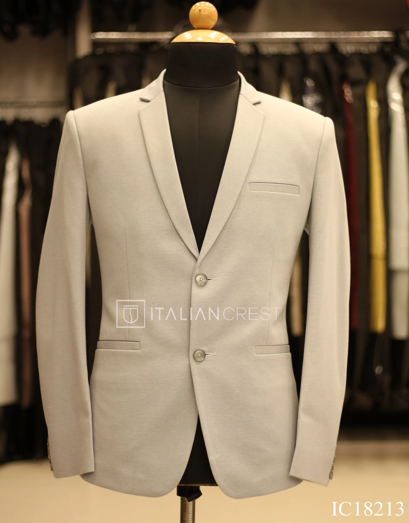 Light Grey Knitted Tweed Blazer - Image 2