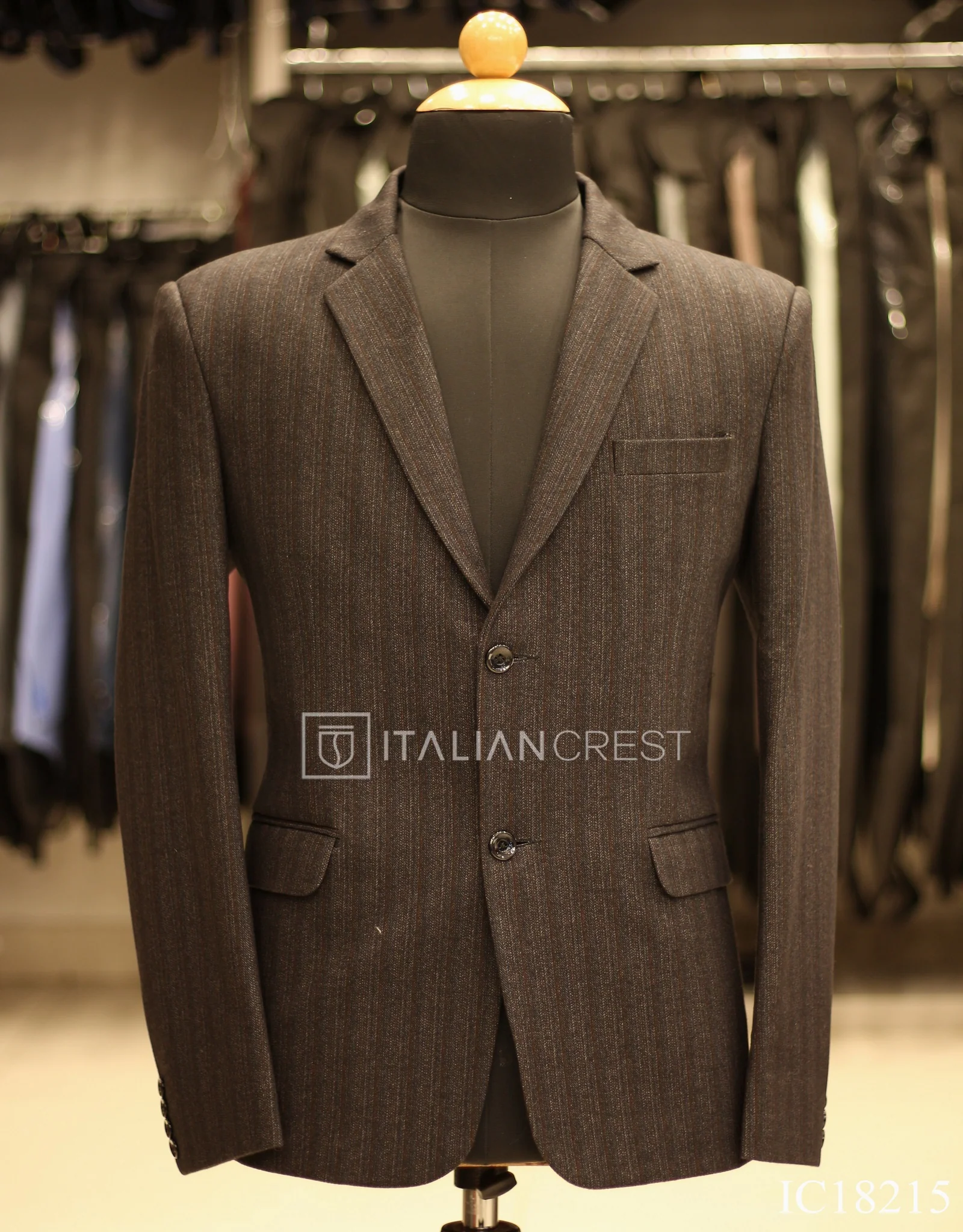 Dark Grey Knitted Tweed Blazer - Image 2