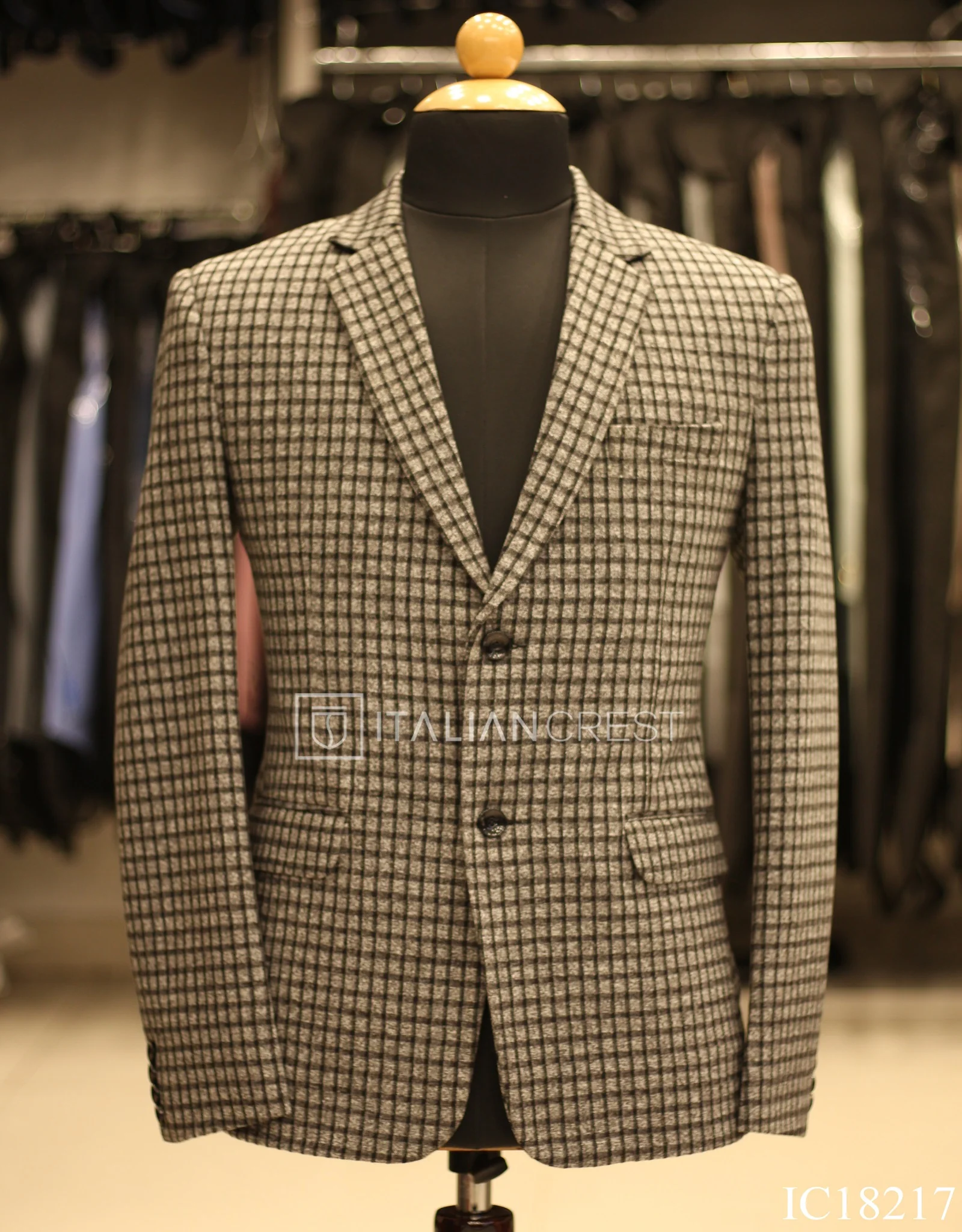Grey Knitted Tweed Blazer - Image 2