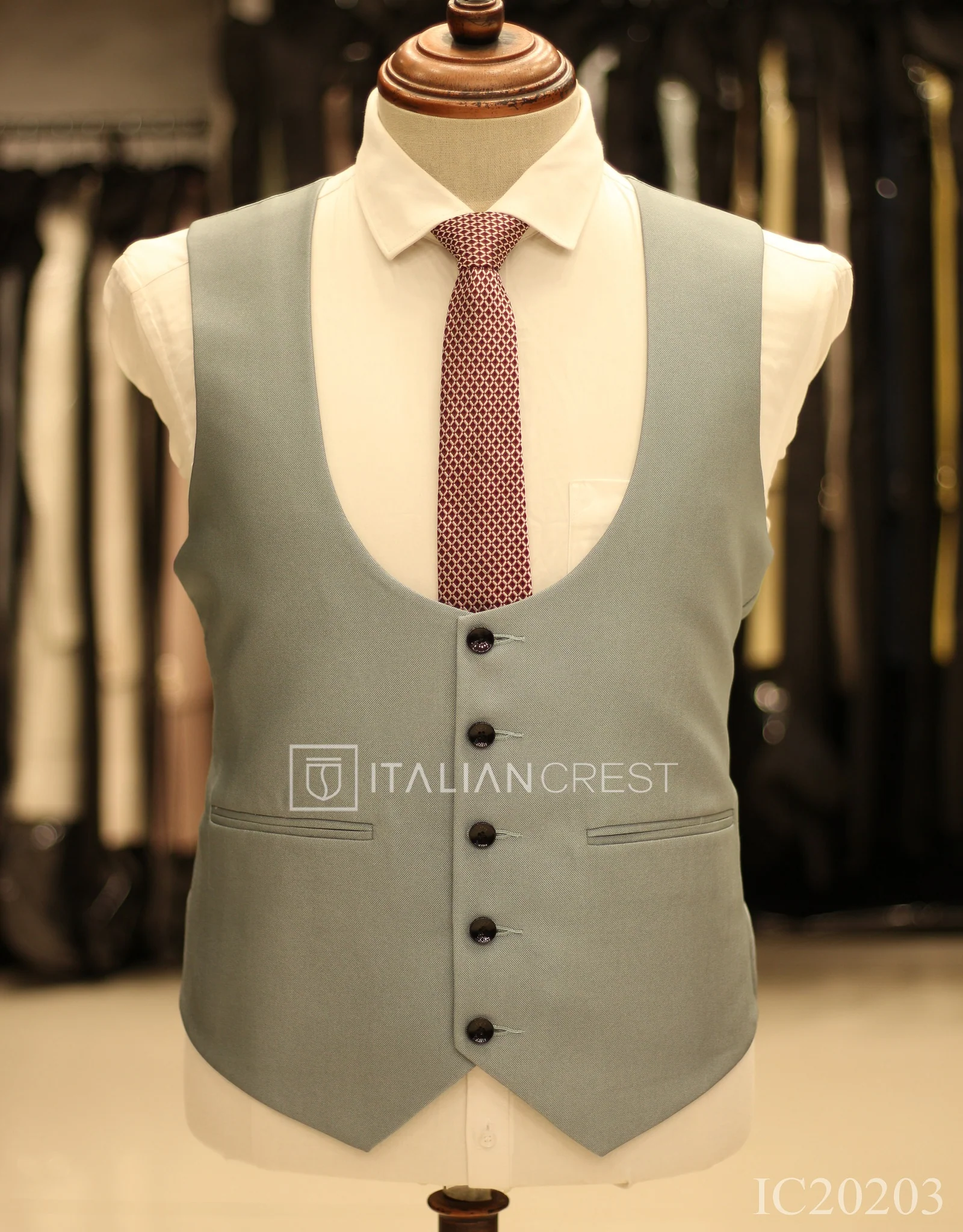 Light Green 3-Piece Notch Lapel Suit - Image 2
