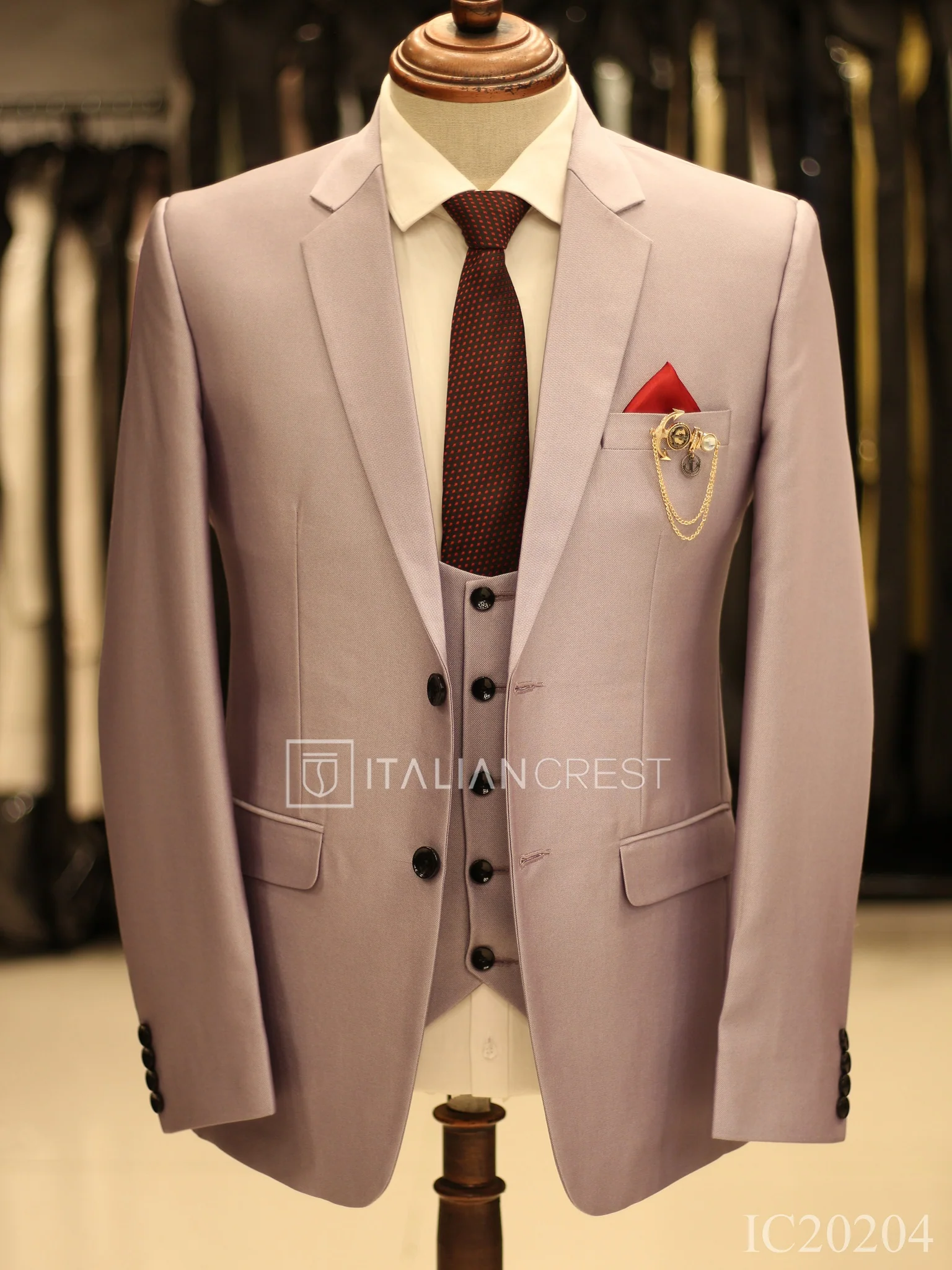 Light Purple 3-Piece Notch Lapel Suit - Image 3