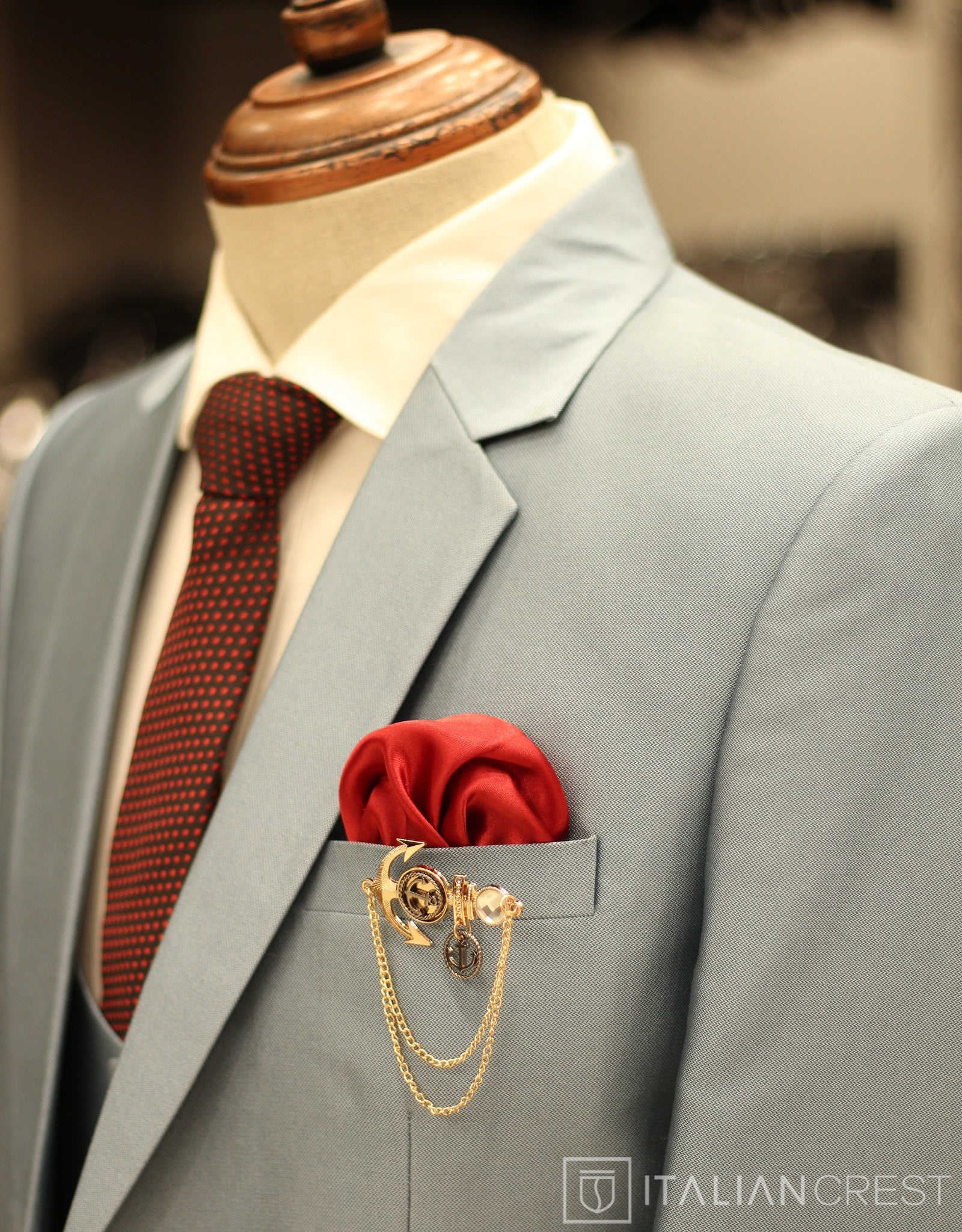 Light Blue 3-Piece Notch Lapel Suit