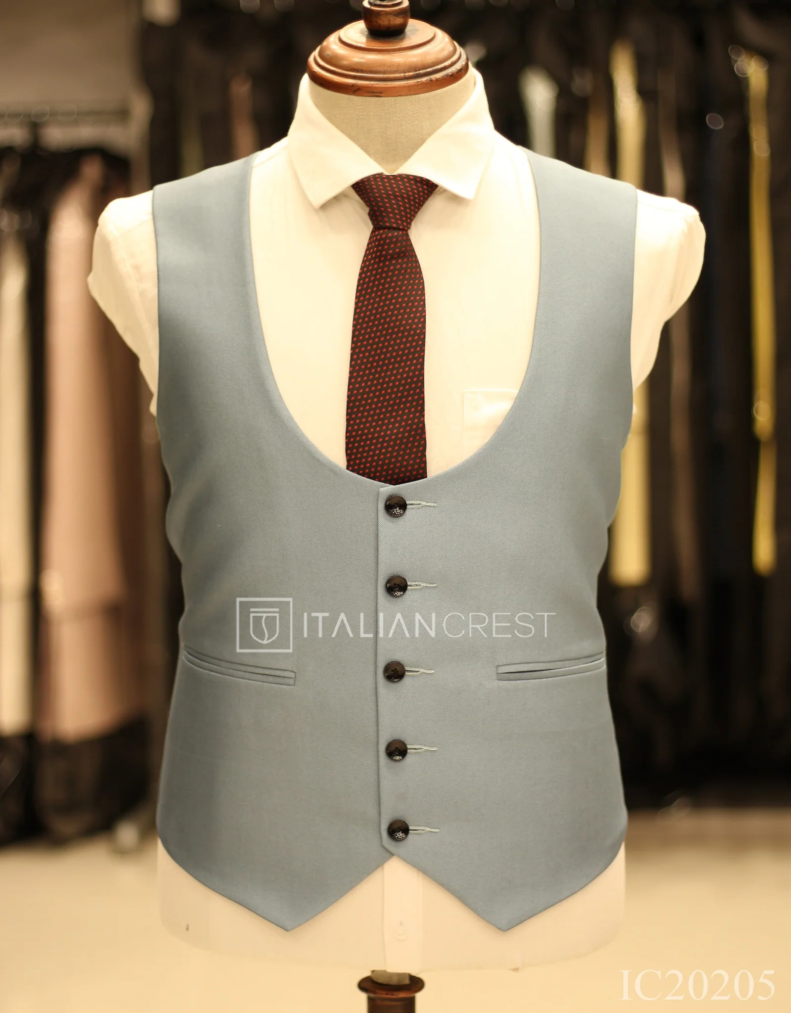 Light Blue 3-Piece Notch Lapel Suit - Image 2