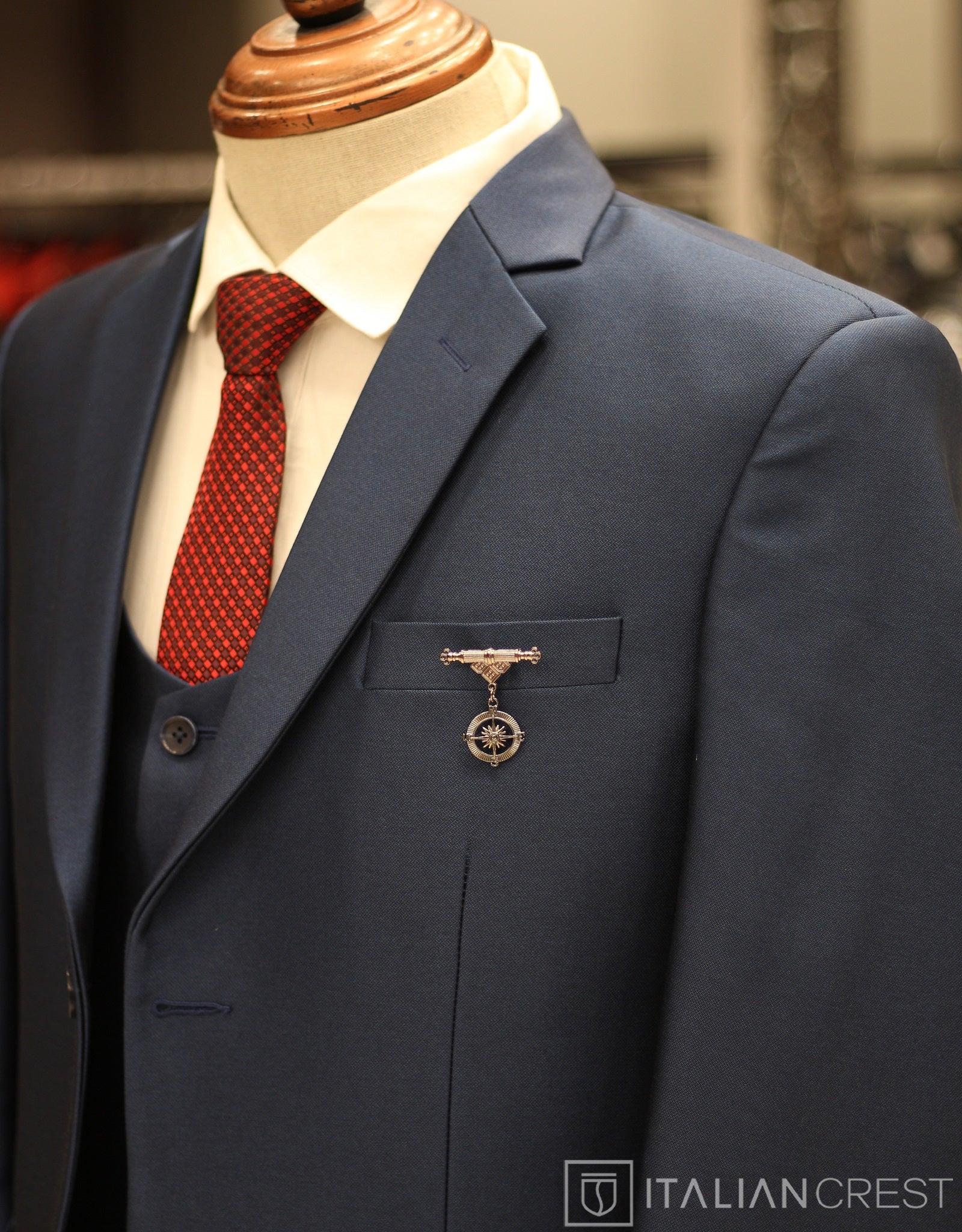 Blue 3-Piece Notch Lapel Suit