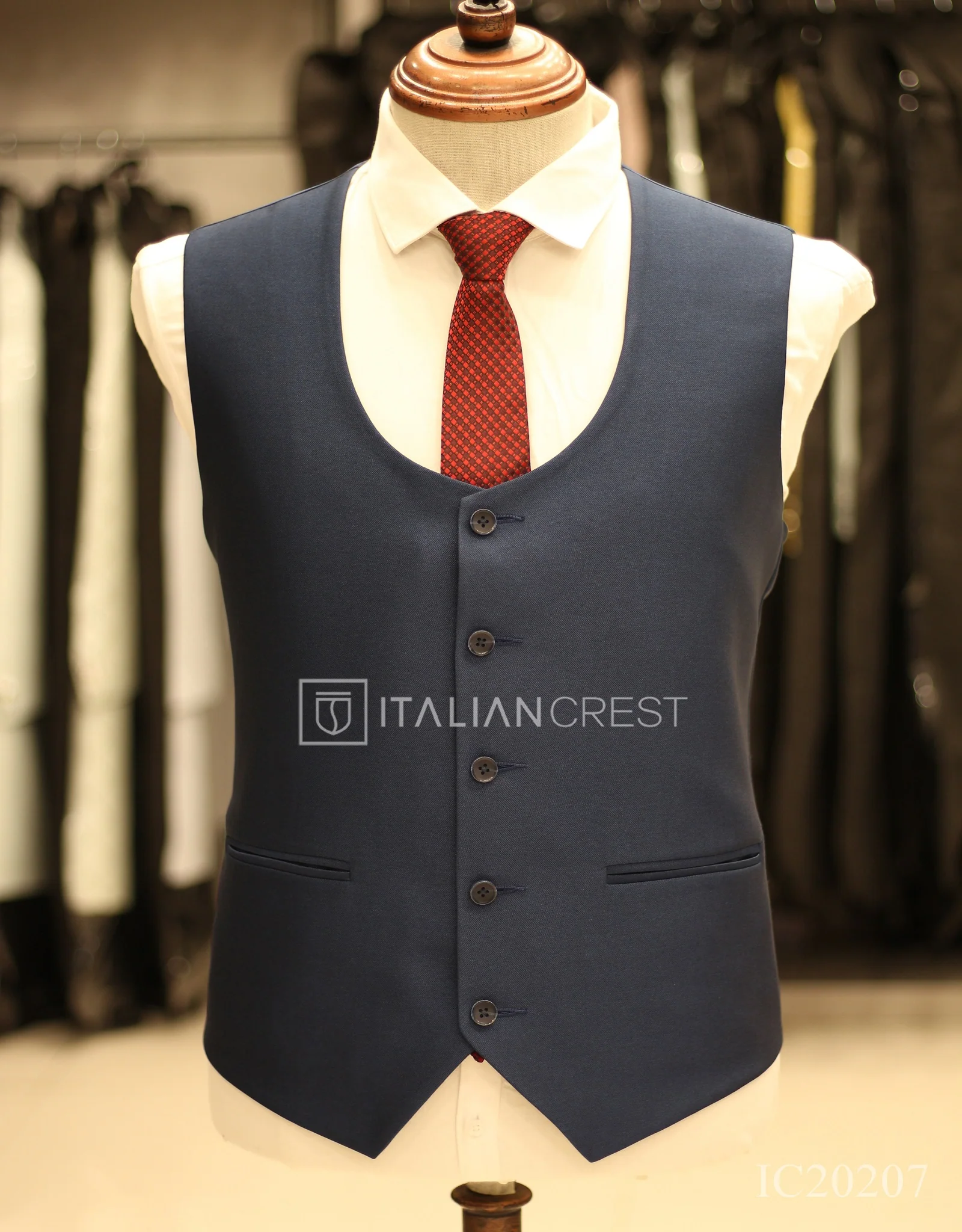 Blue 3-Piece Notch Lapel Suit - Image 3
