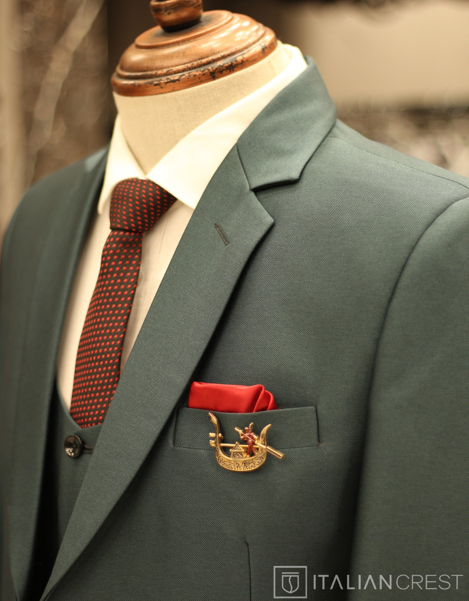 Green 3-Piece Notch Lapel Suit