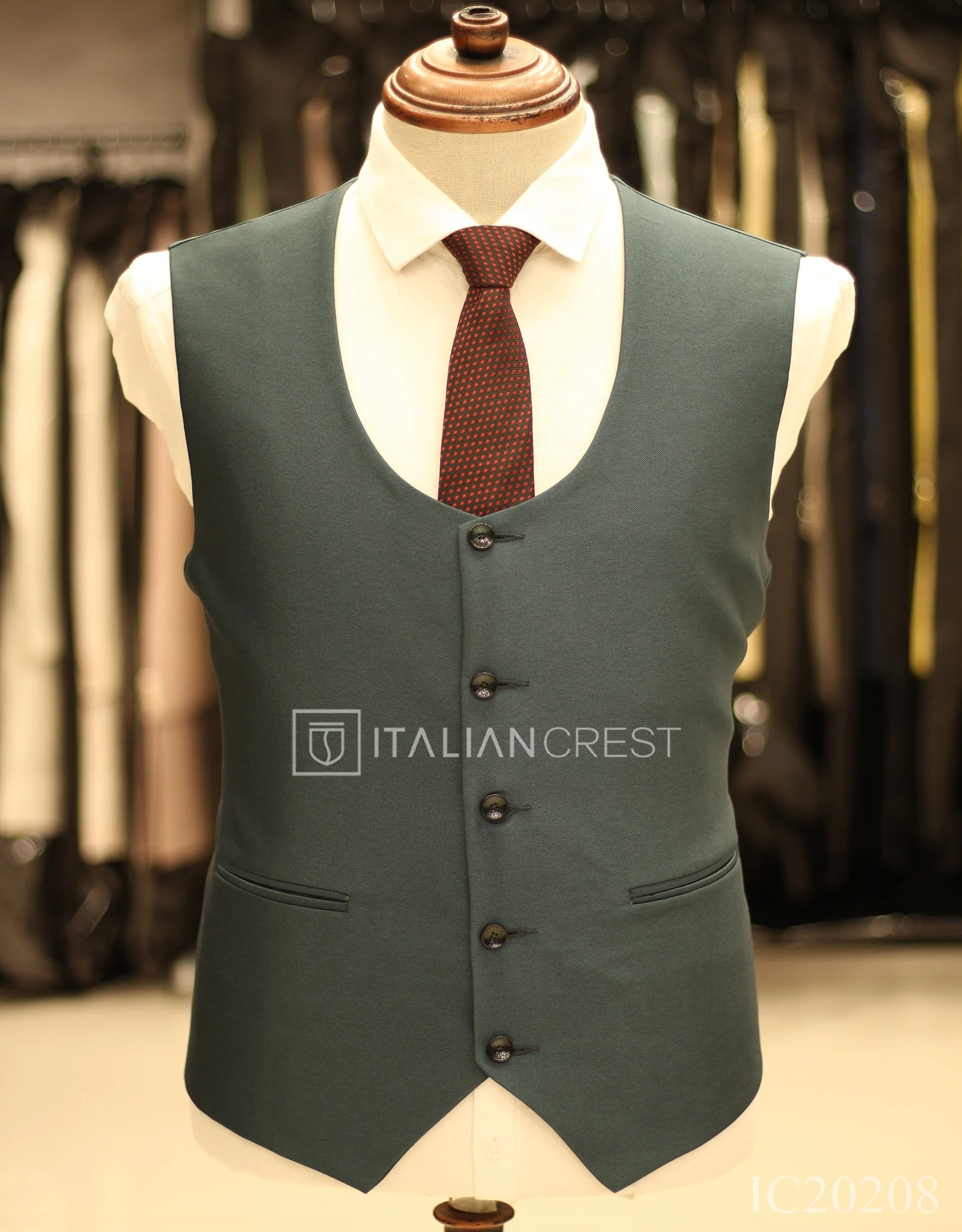 Green 3-Piece Notch Lapel Suit - Image 2