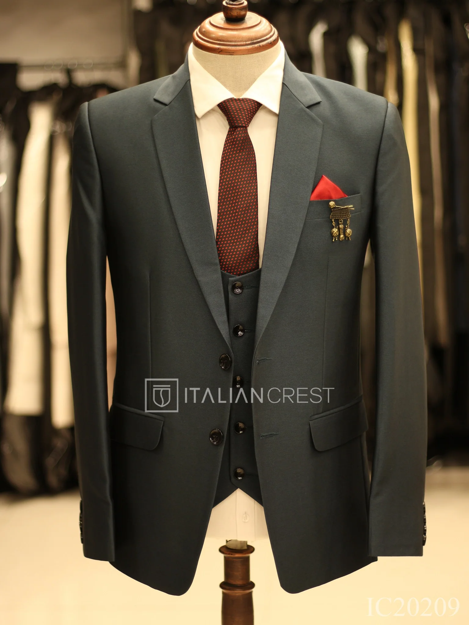Blue 3-Piece Notch Lapel Suit - Image 3