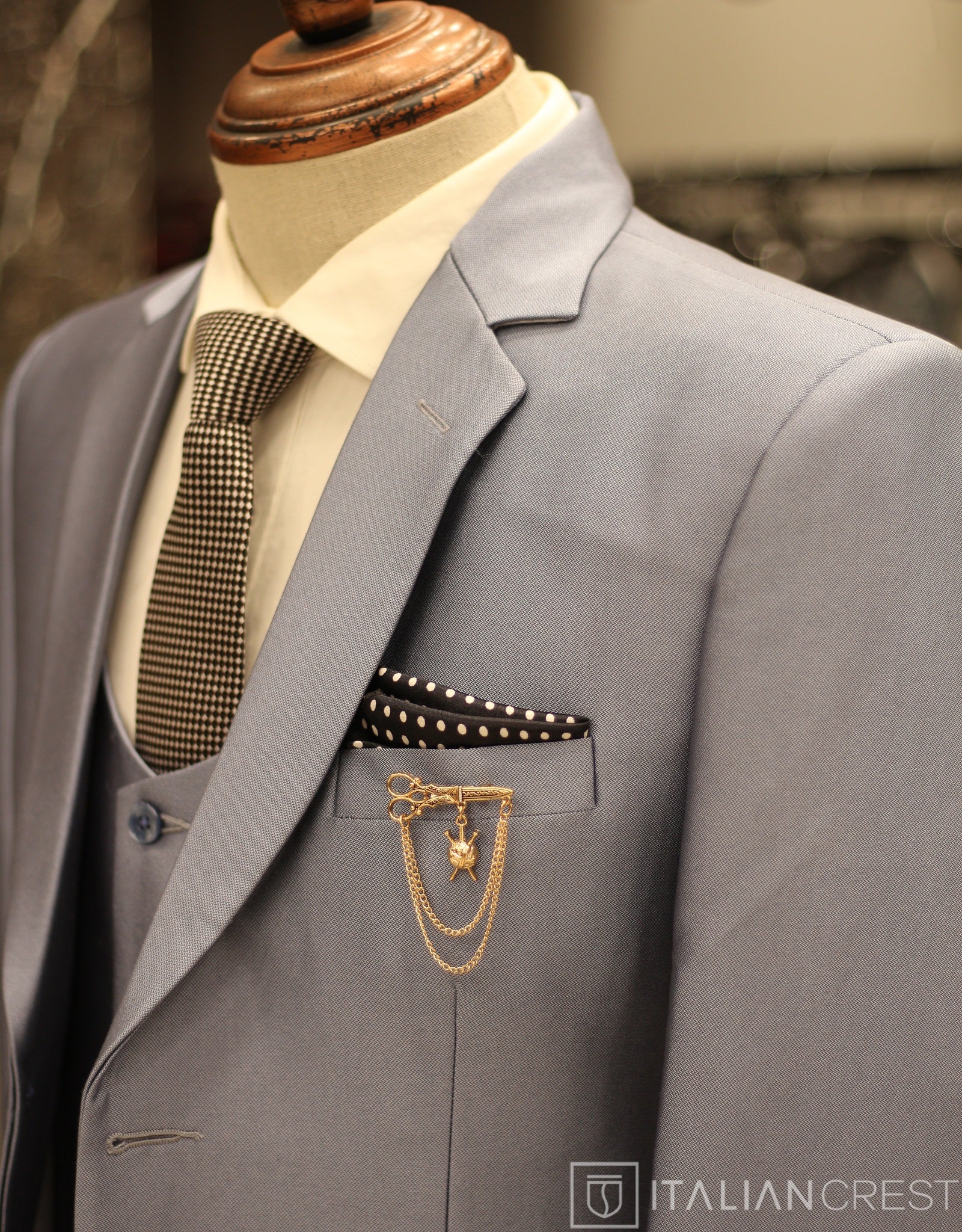 Light Blue 3-Piece Notch Lapel Suit