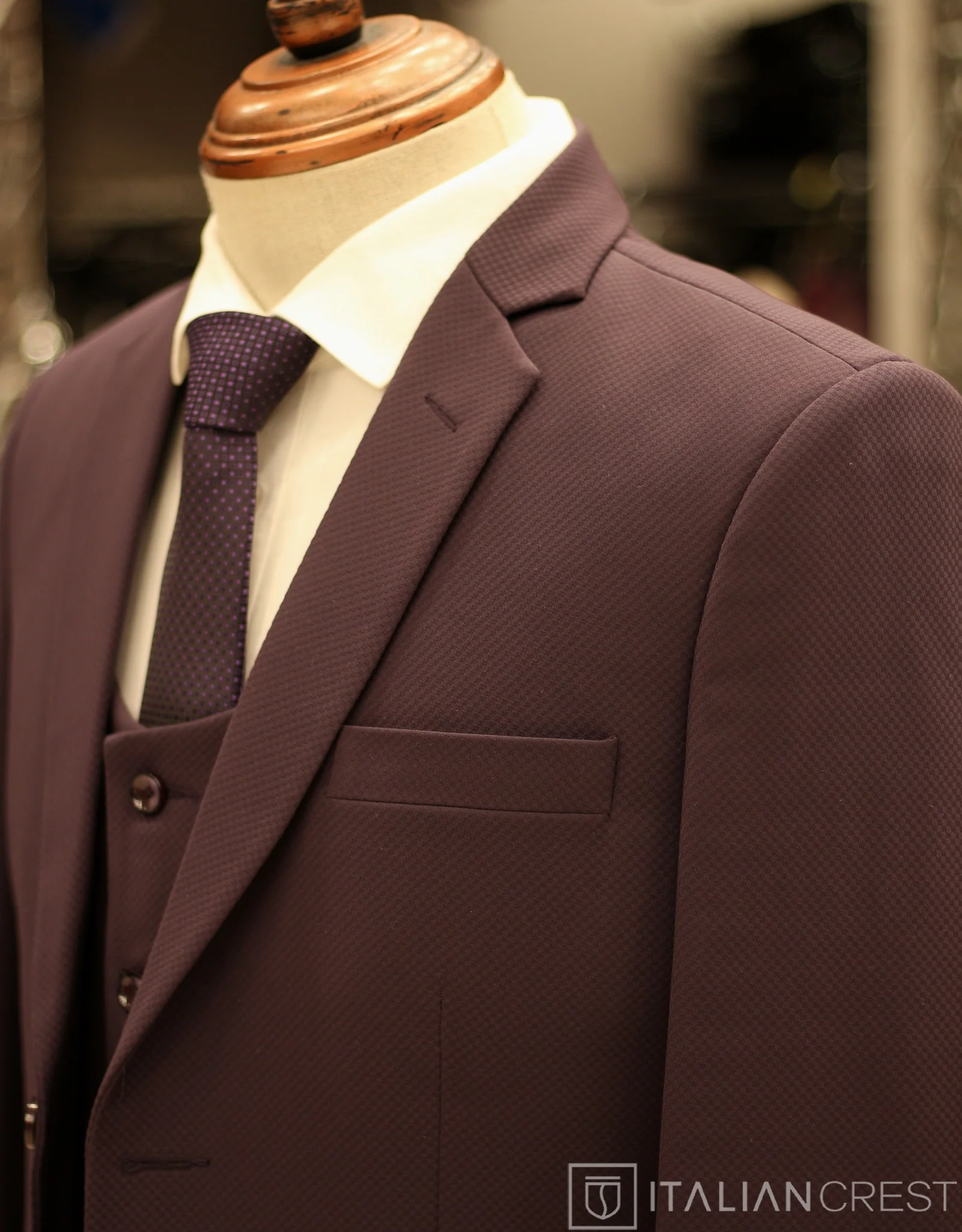 Dark Purple 3-Piece Notch Lapel Suit