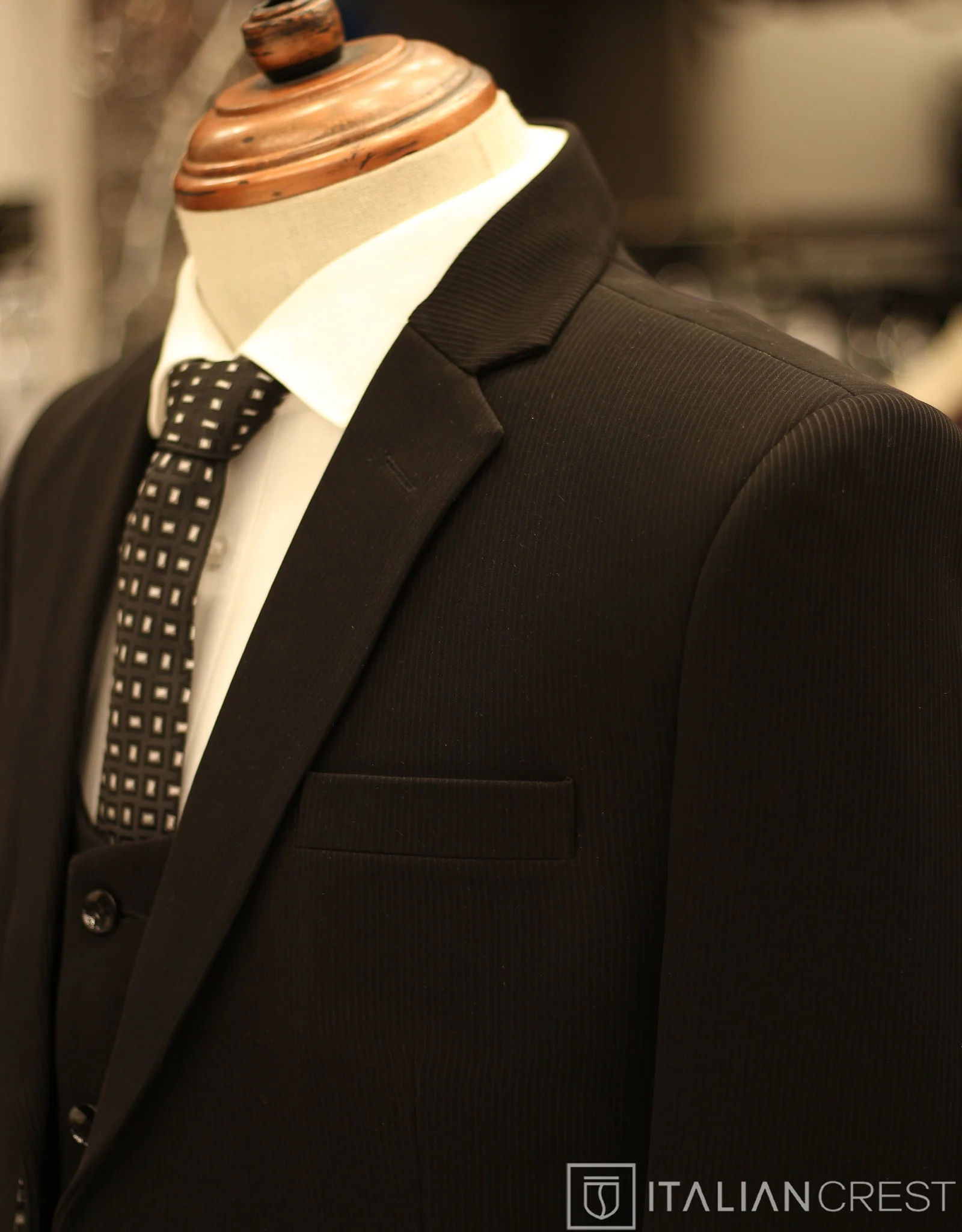 Black 3-Piece Notch Lapel Suit