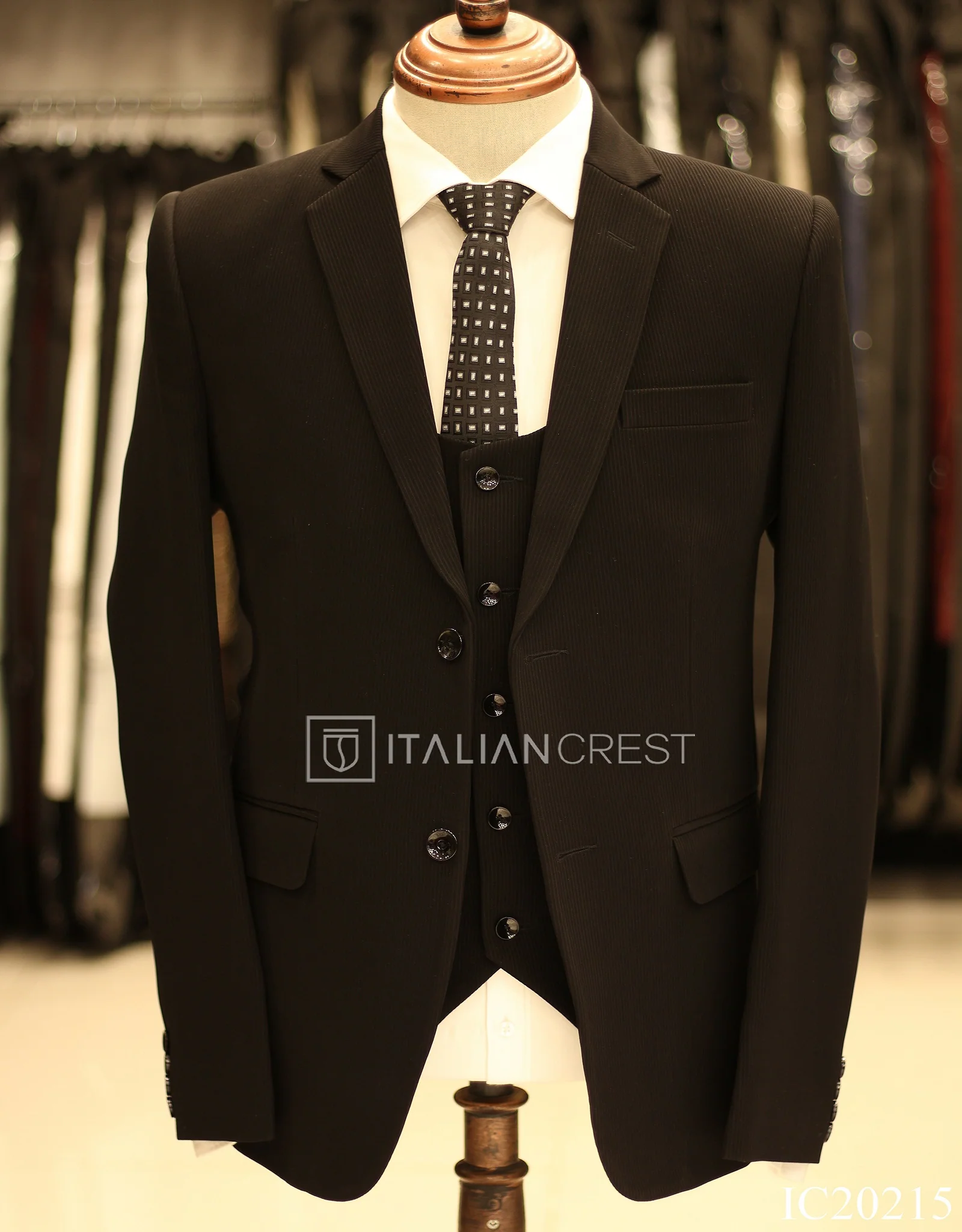 Black 3-Piece Notch Lapel Suit - Image 3