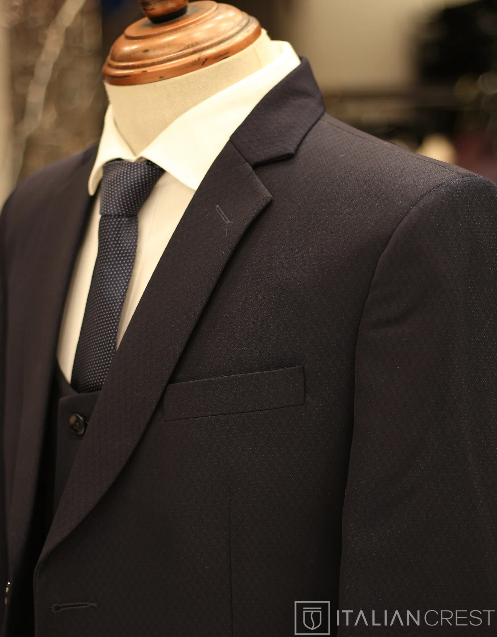 Navy Blue 3-Piece Notch Lapel Suit