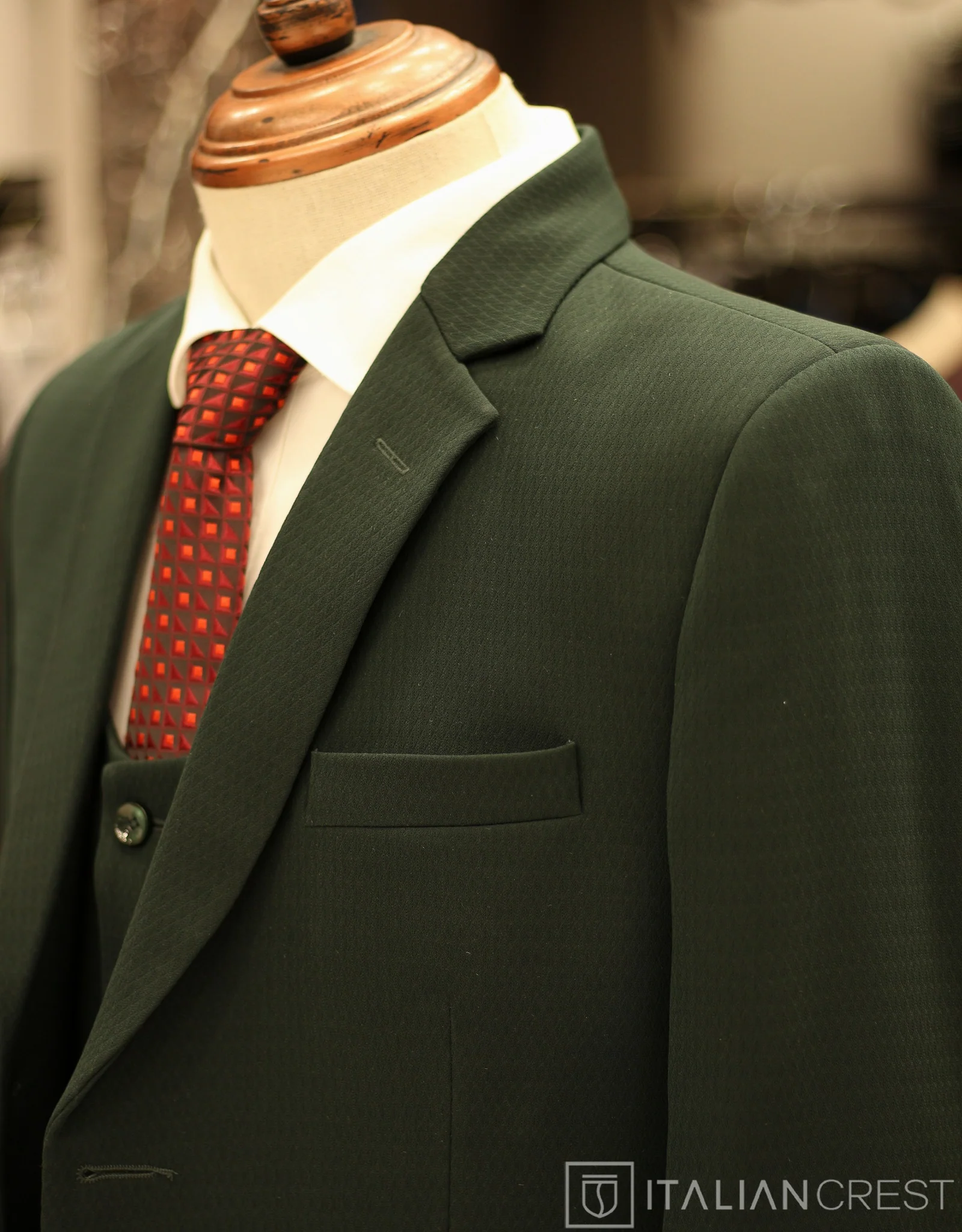 Dark Green 3-Piece Notch Lapel Suit