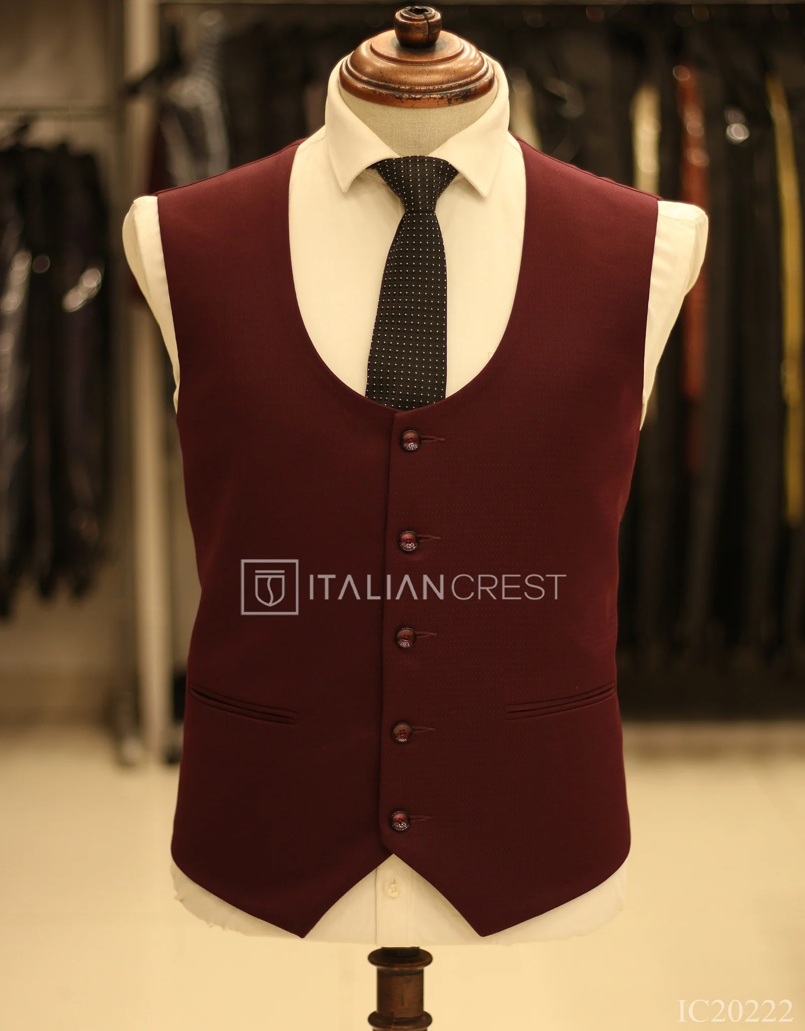 Maroon 3-Piece Notch Lapel Suit - Image 2