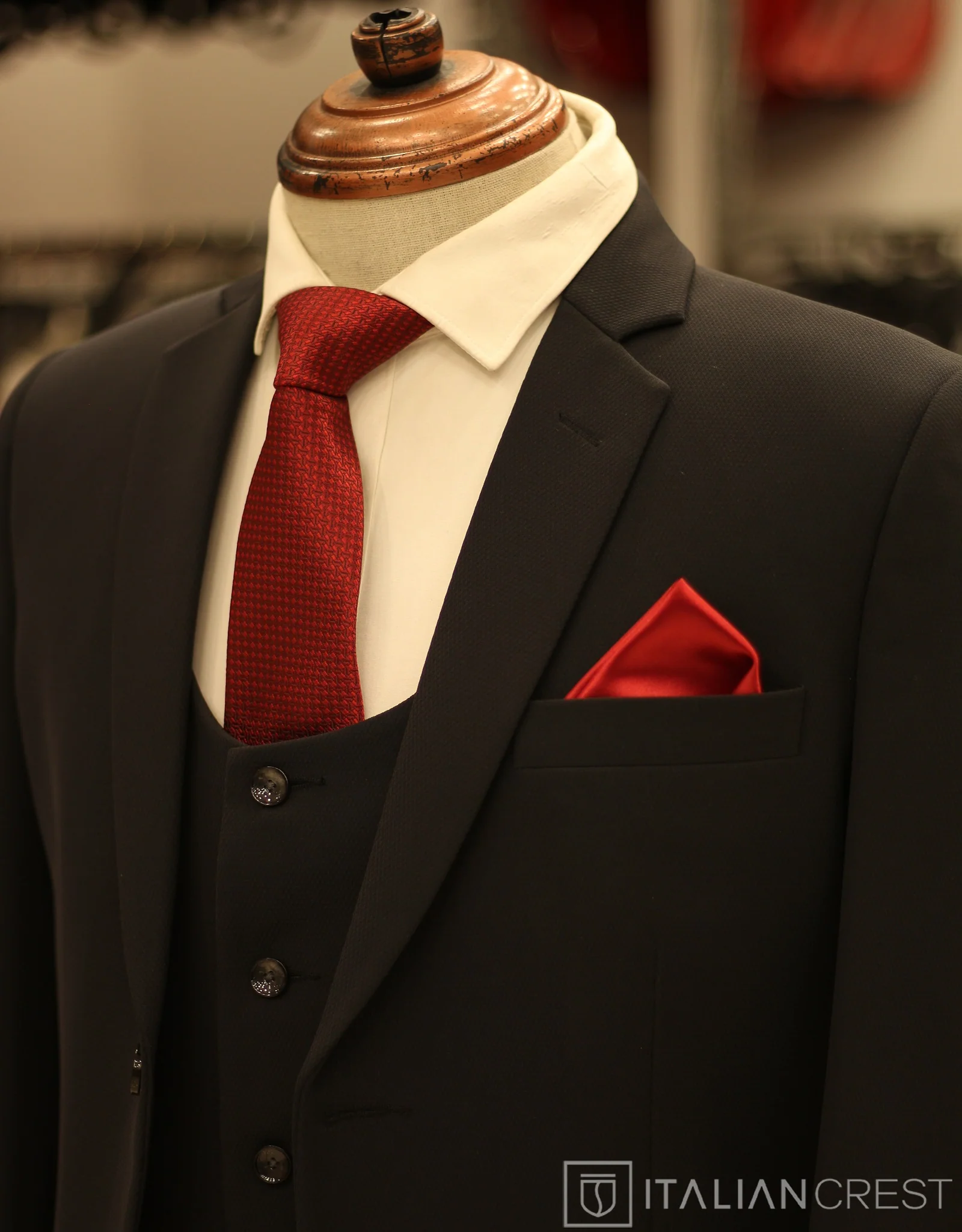 Black 3-Piece Notch Lapel Suit