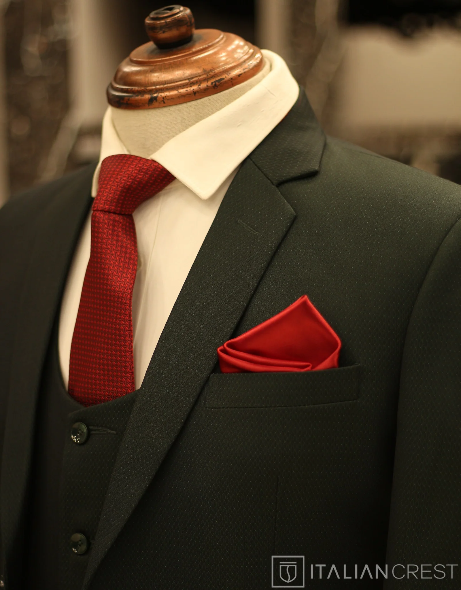 Green 3-Piece Notch Lapel Suit