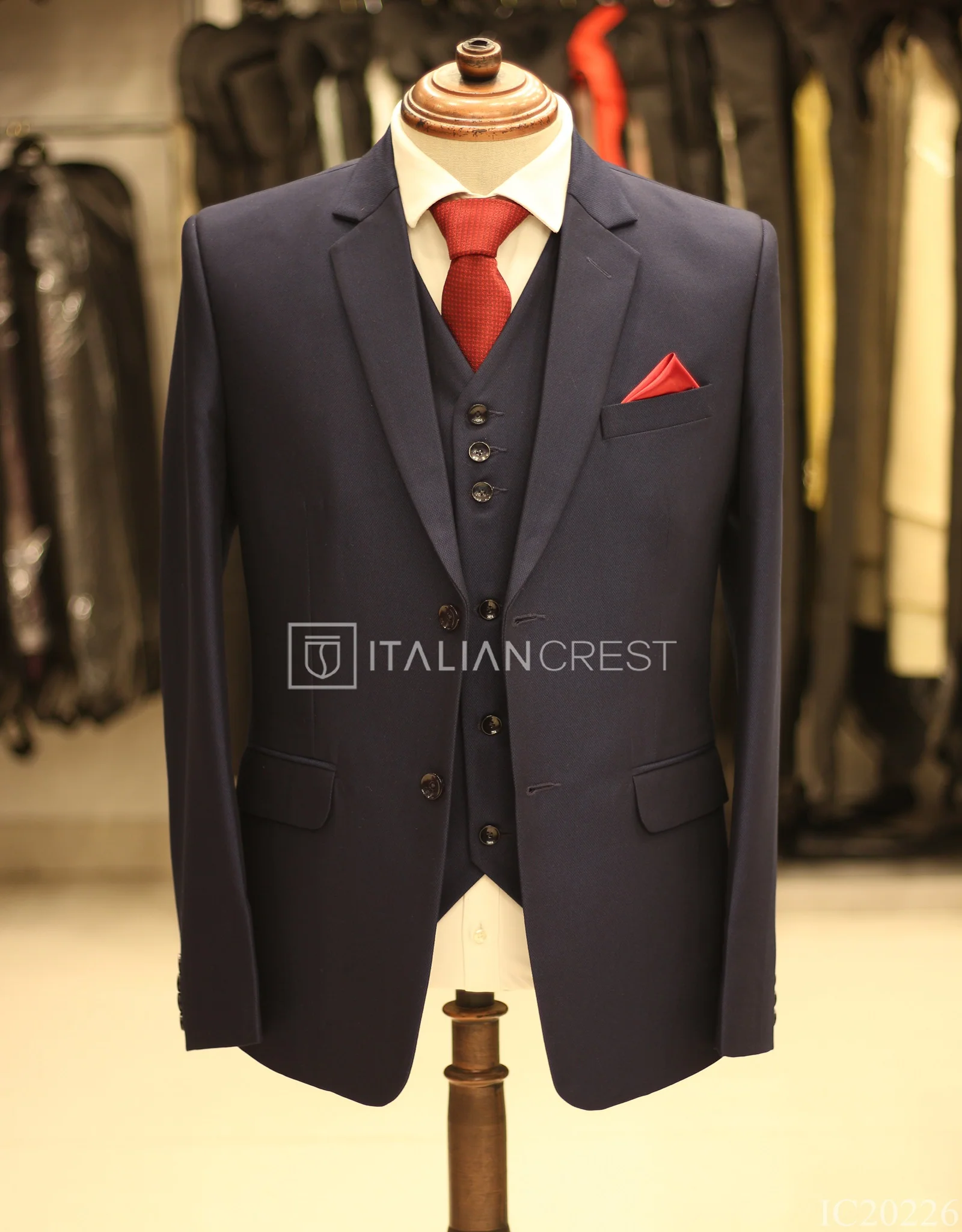 Blue 3-Piece Notch Lapel Suit - Image 5