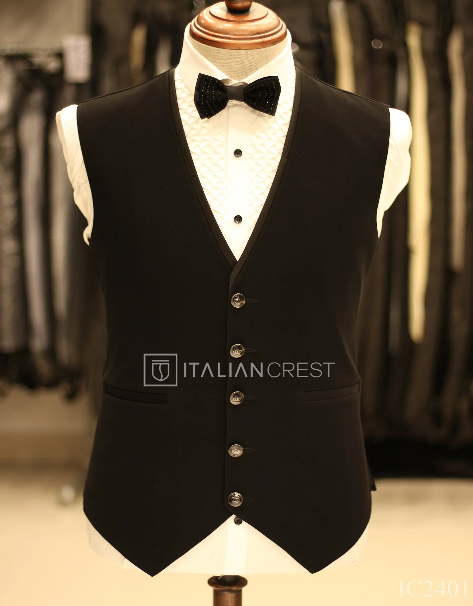 Black Embroidery Work 5pc Wedding Suit - Image 2