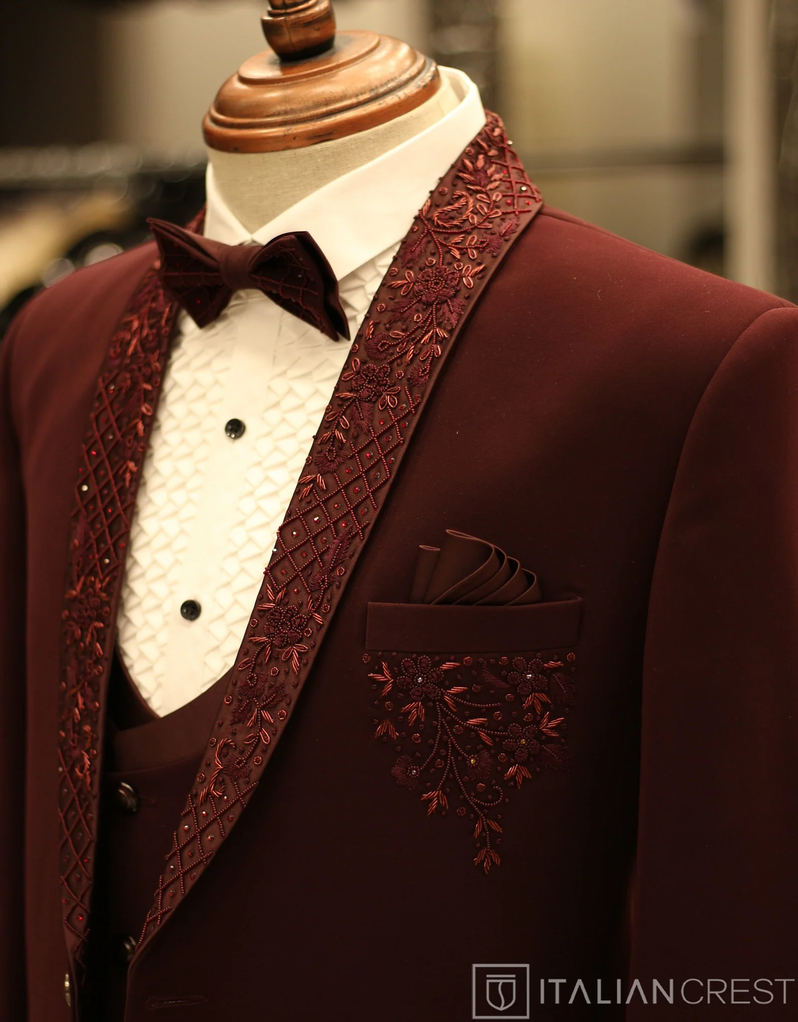 Maroon Embroidery Work 5pc Wedding Suit