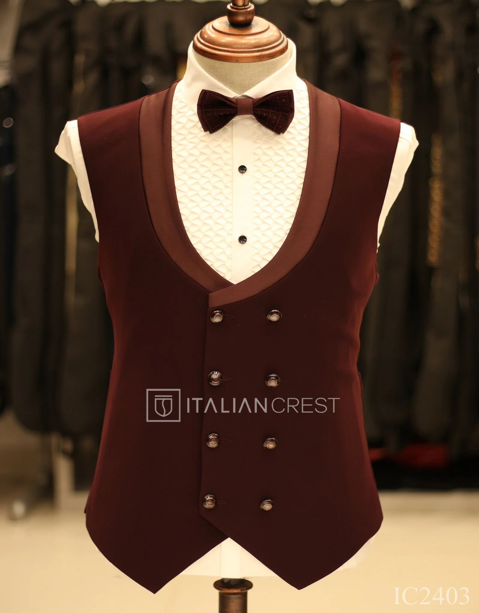 Maroon Embroidery Work 5pc Wedding Suit - Image 2