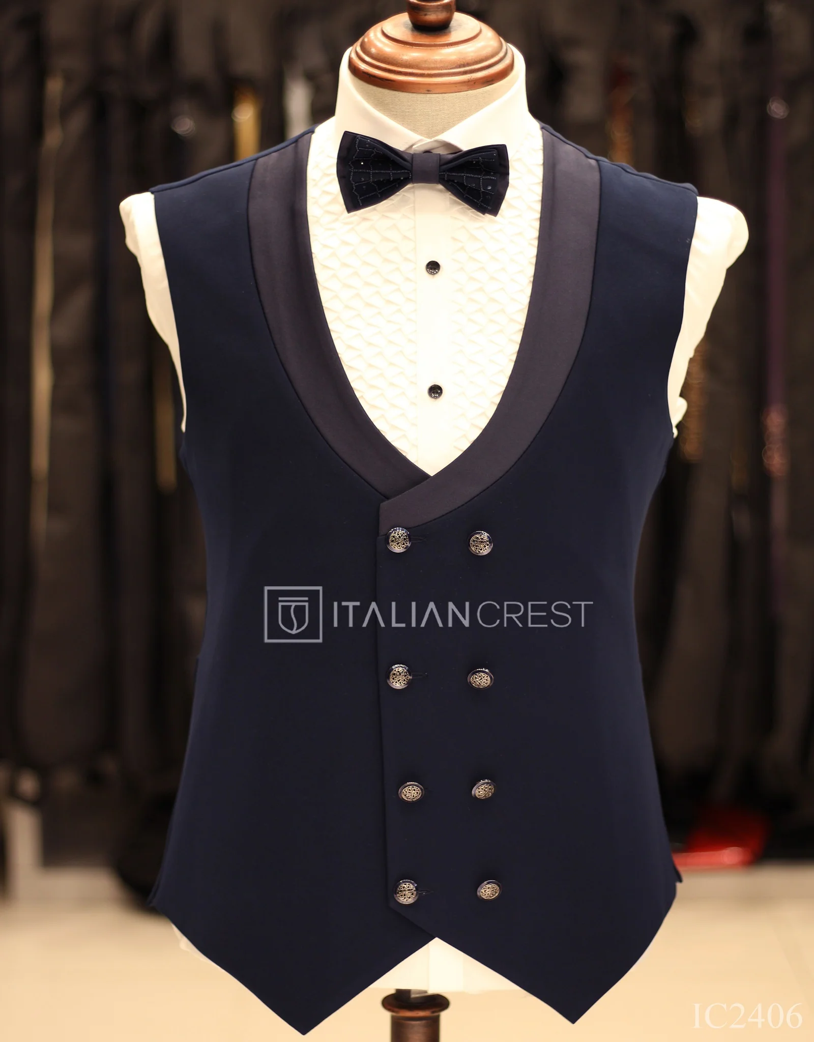 Blue Embroidery Work 5pc Wedding Suit - Image 2