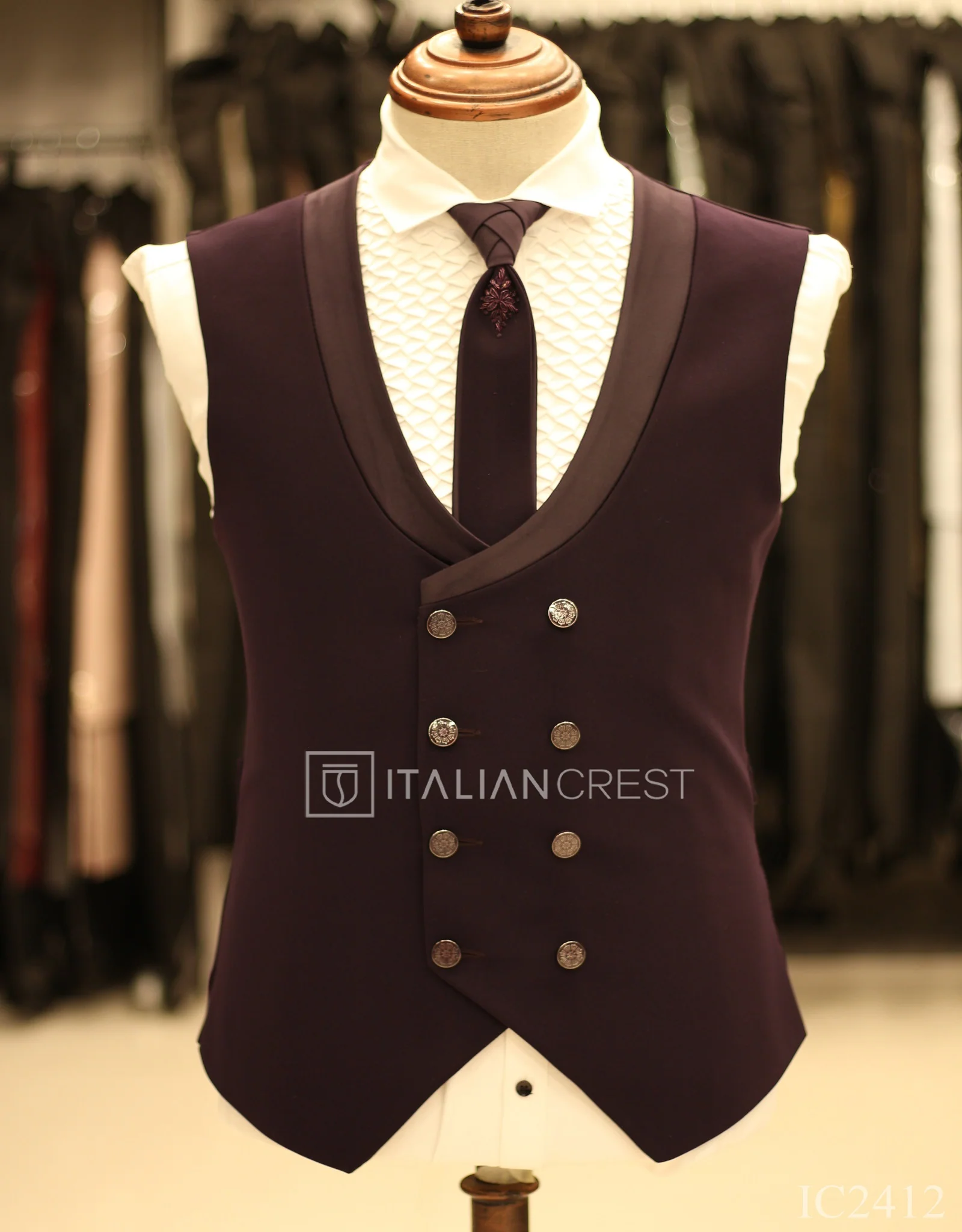 Purple Embroidery Work 5pc Wedding Suit - Image 4