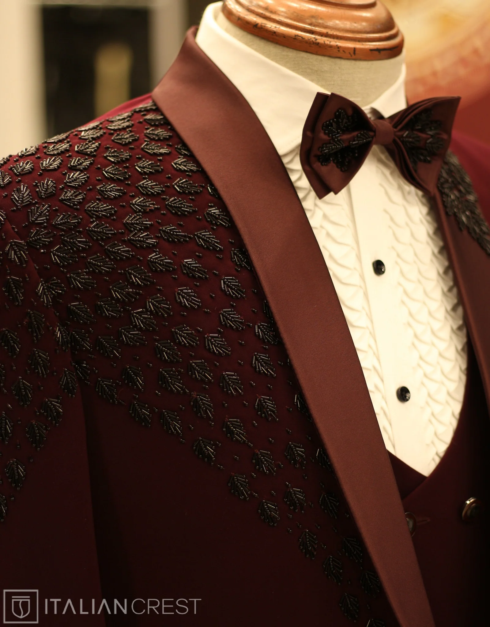 Maroon Embroidery Work 5pc Wedding Suit