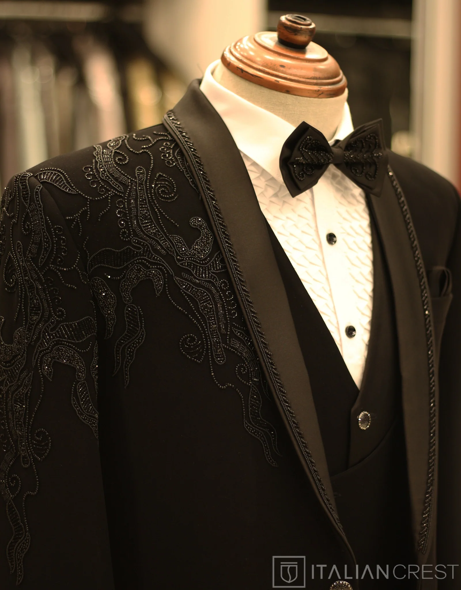 Black Embroidery Work 5pc Wedding Suit
